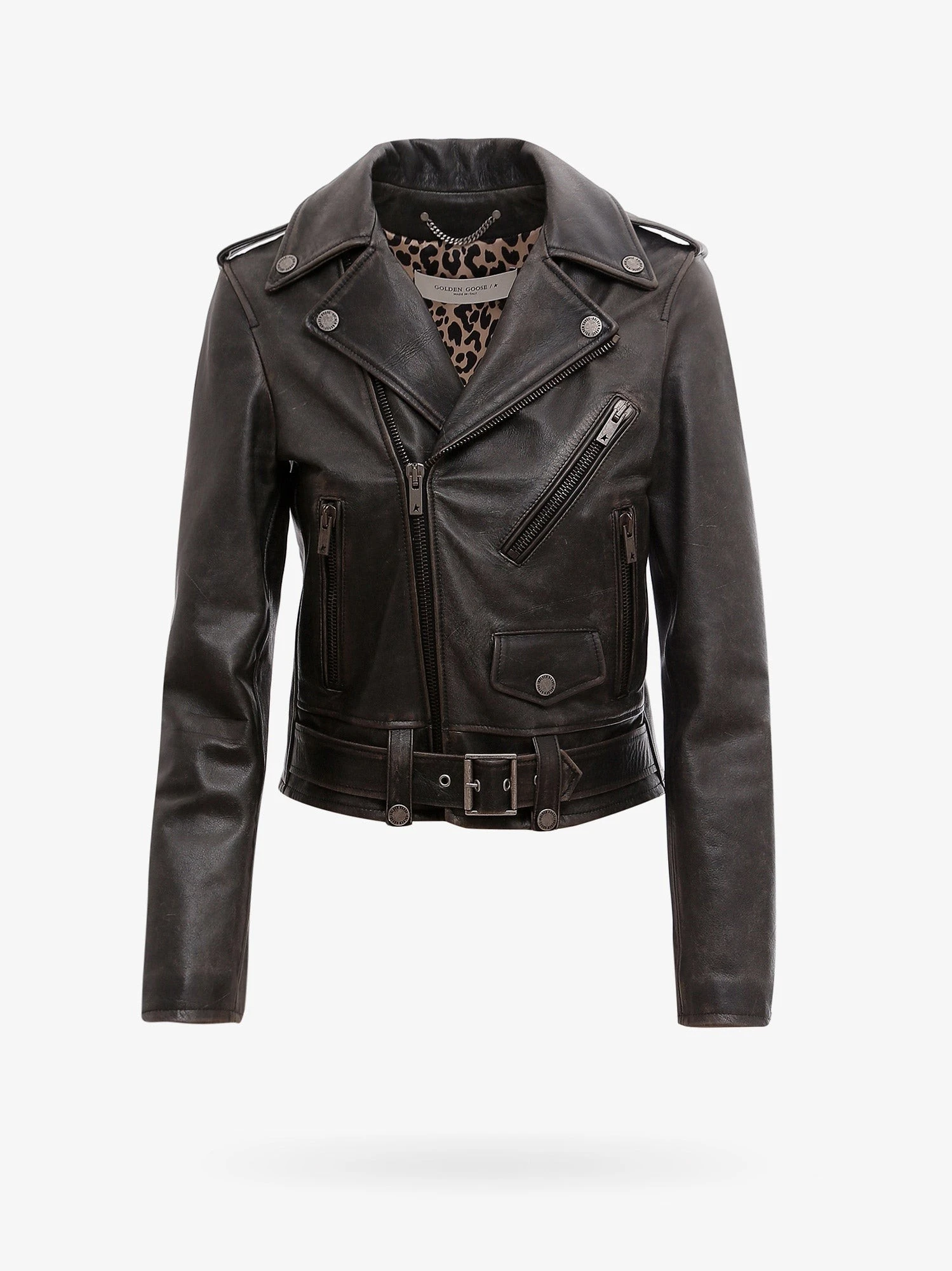 Slim fit Destiny lived-in effect leather biker.webp