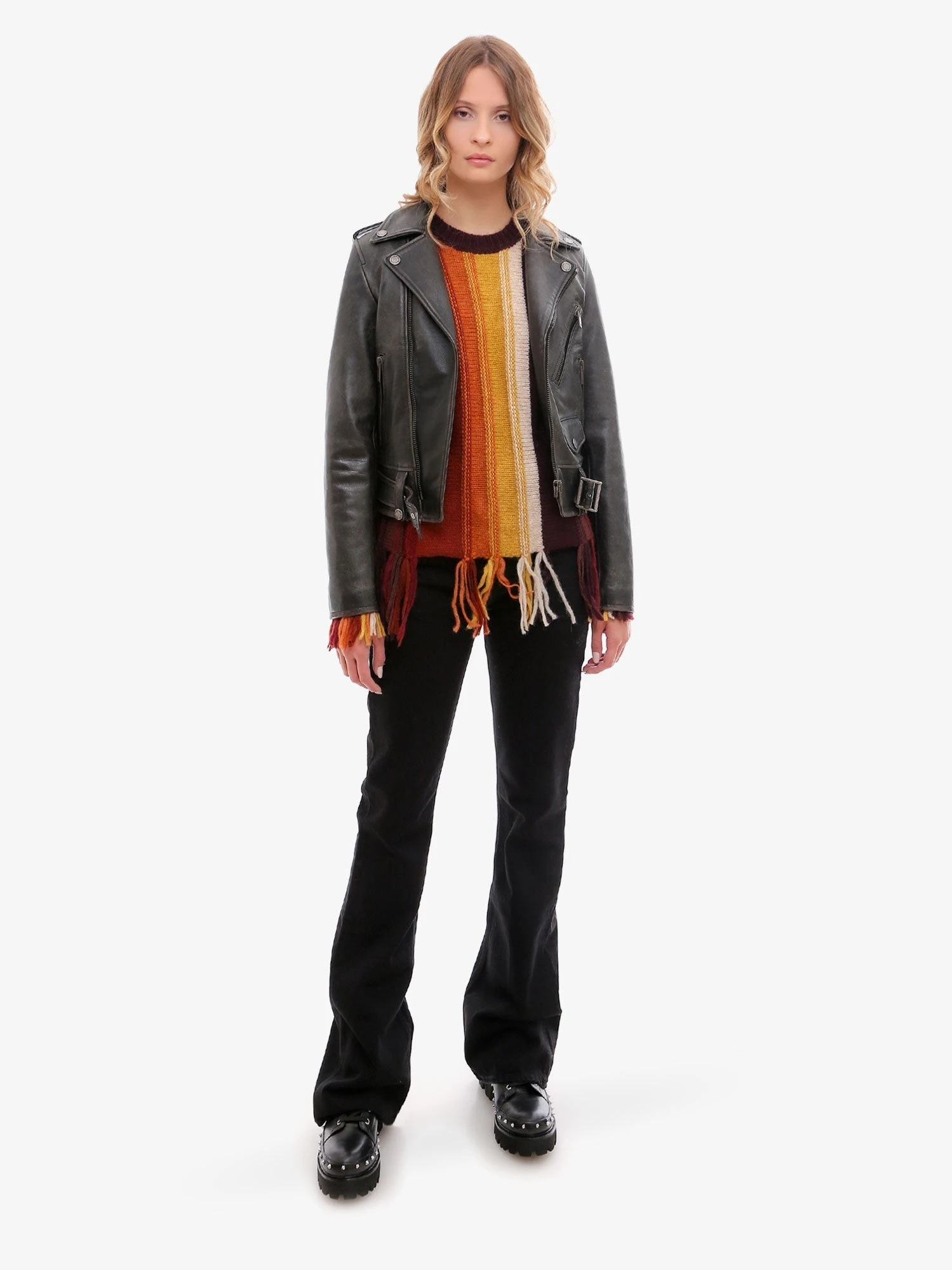 Slim fit Destiny lived-in effect leather biker.webp