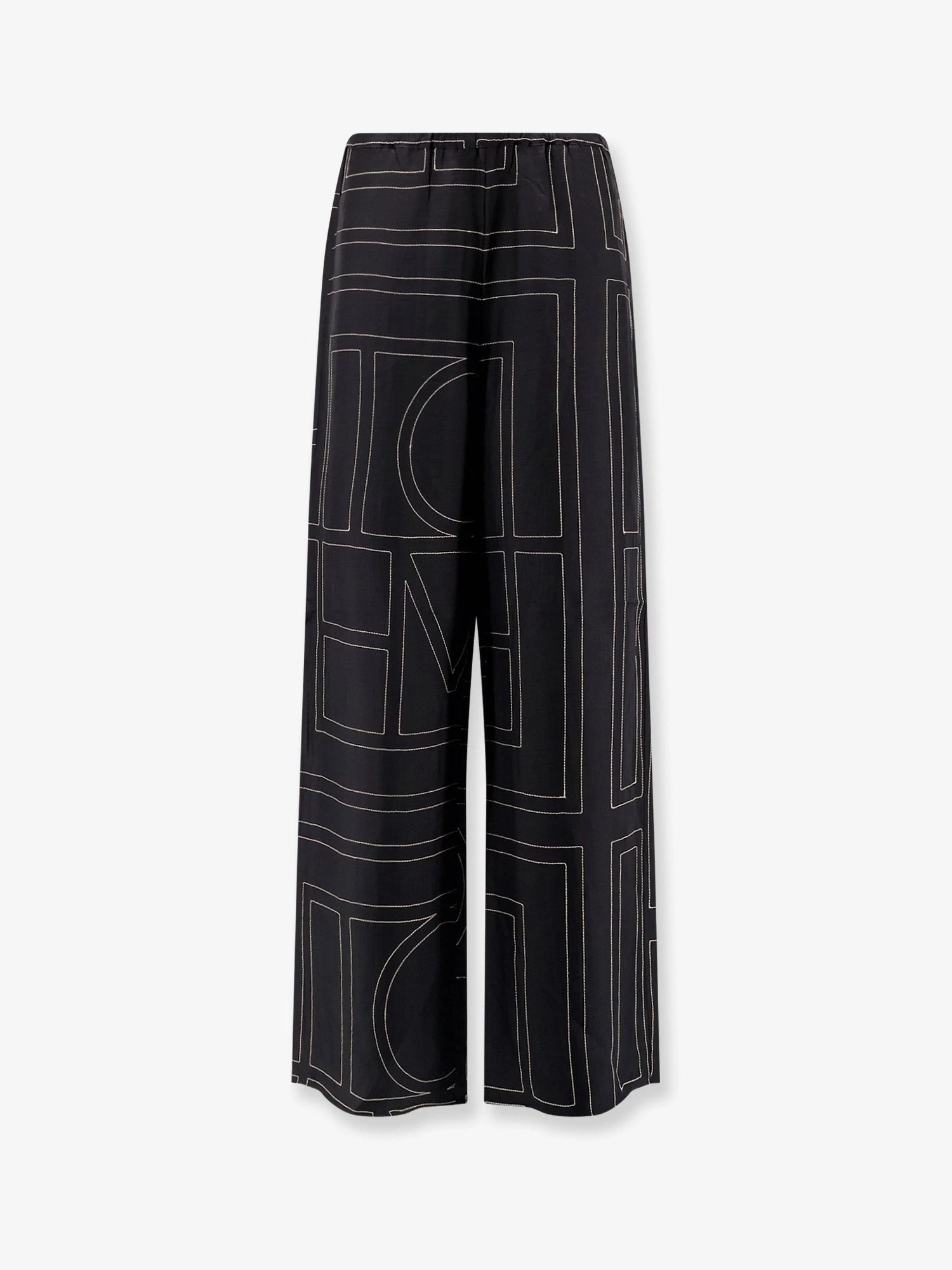 Silk trousers with Monogram Logo embroidery.webp