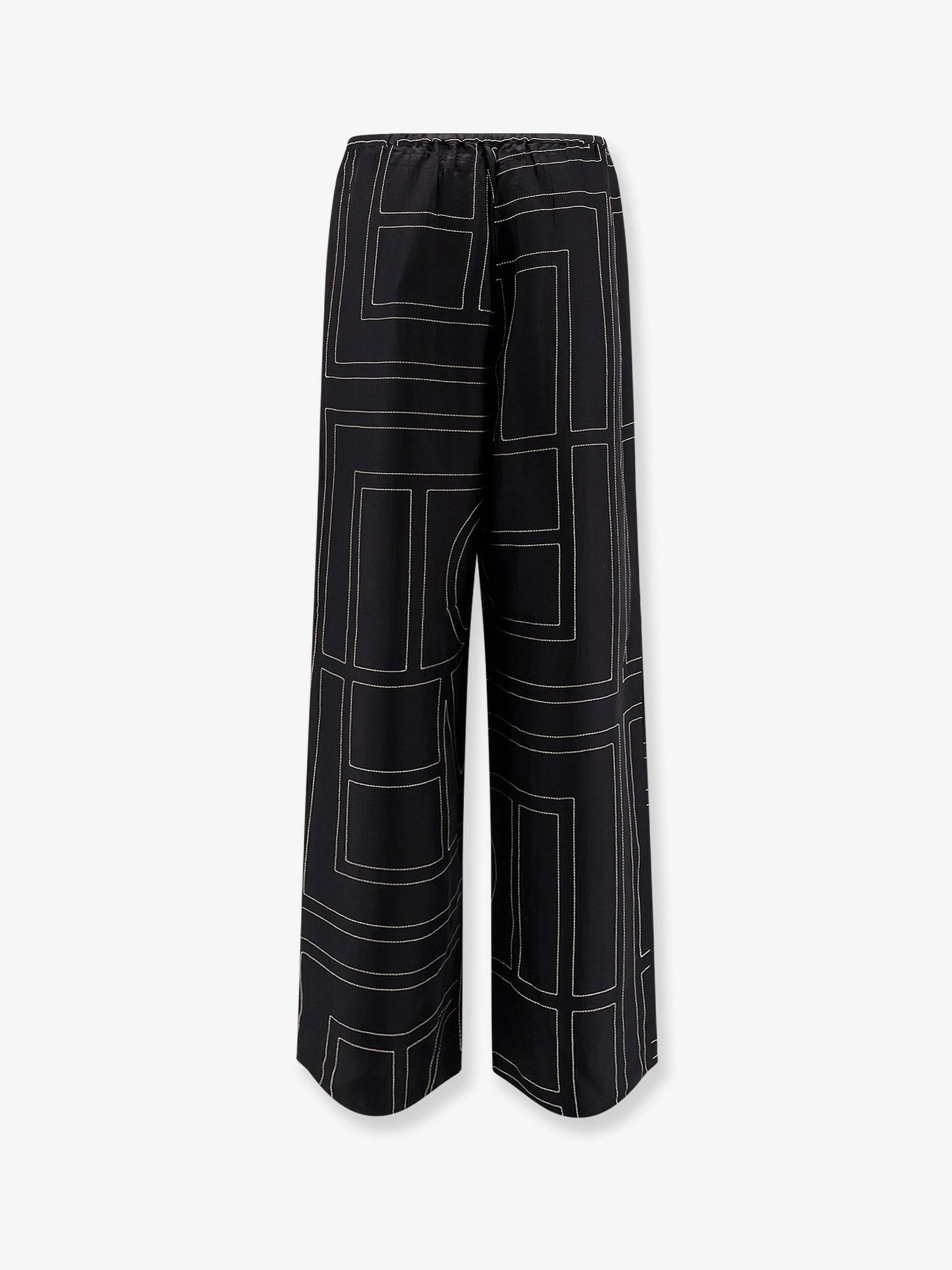 Silk trousers with Monogram Logo embroidery.webp