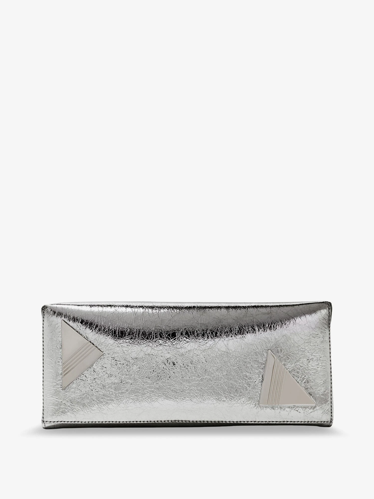 8.30 PM laminated leather clutch bag with logo engraved on the bottom.webp