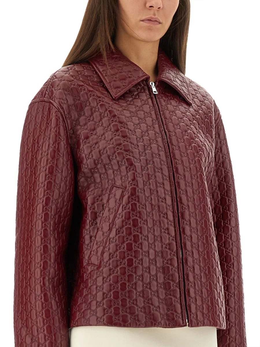 OVERSIZED LEATHER JACKET WITH EMBOSSED GG.webp