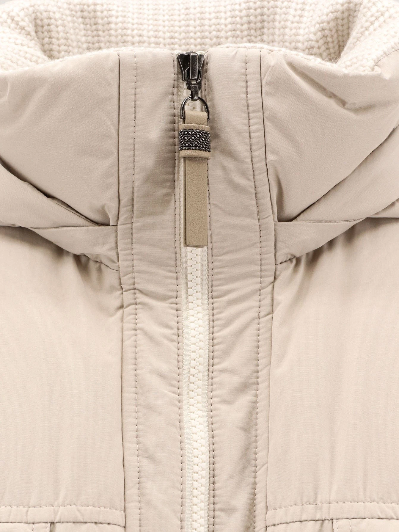 Nylon and cotton hooded down jacket.webp