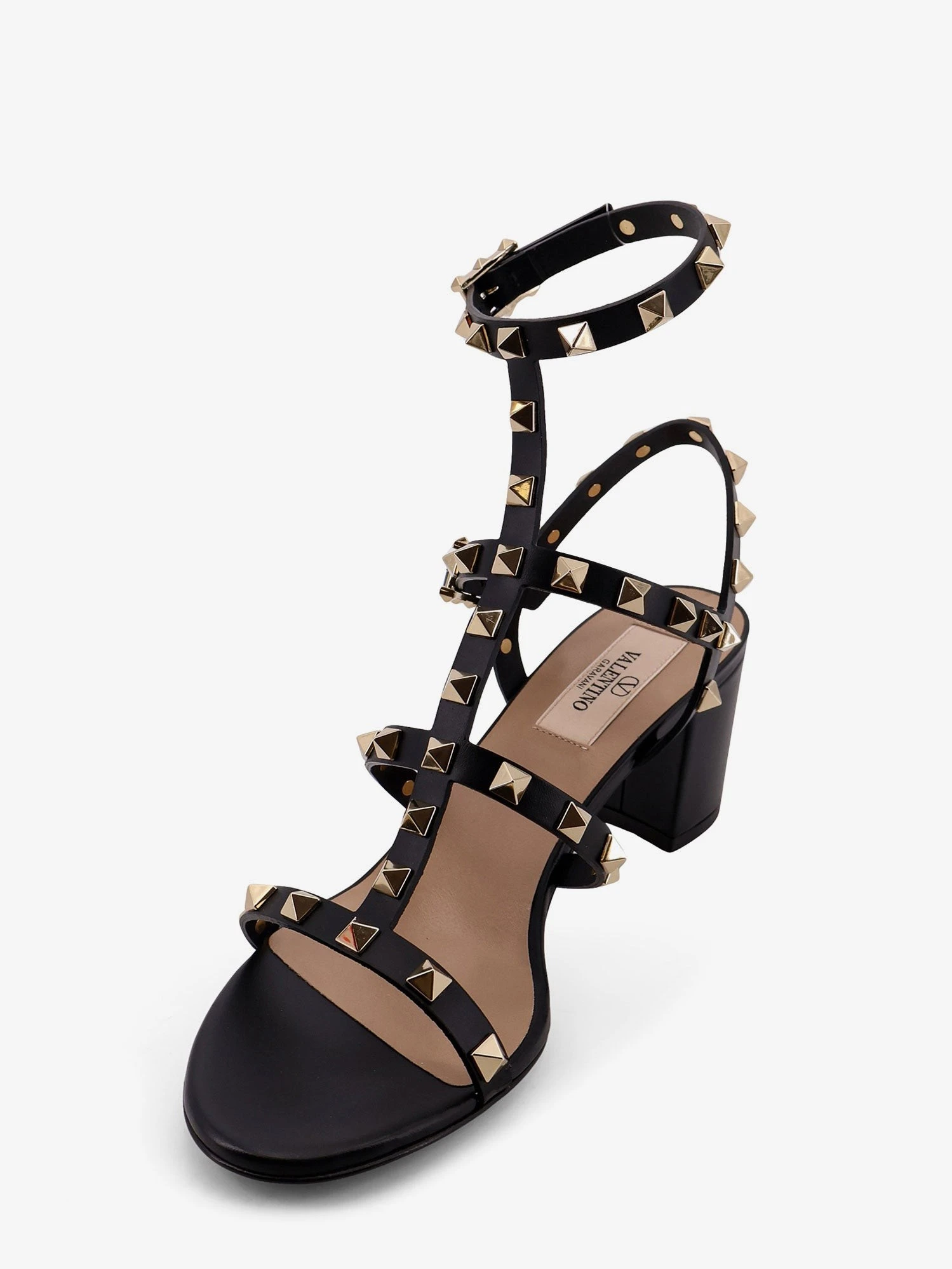 Rockstud leather sandals with iconic studs.webp