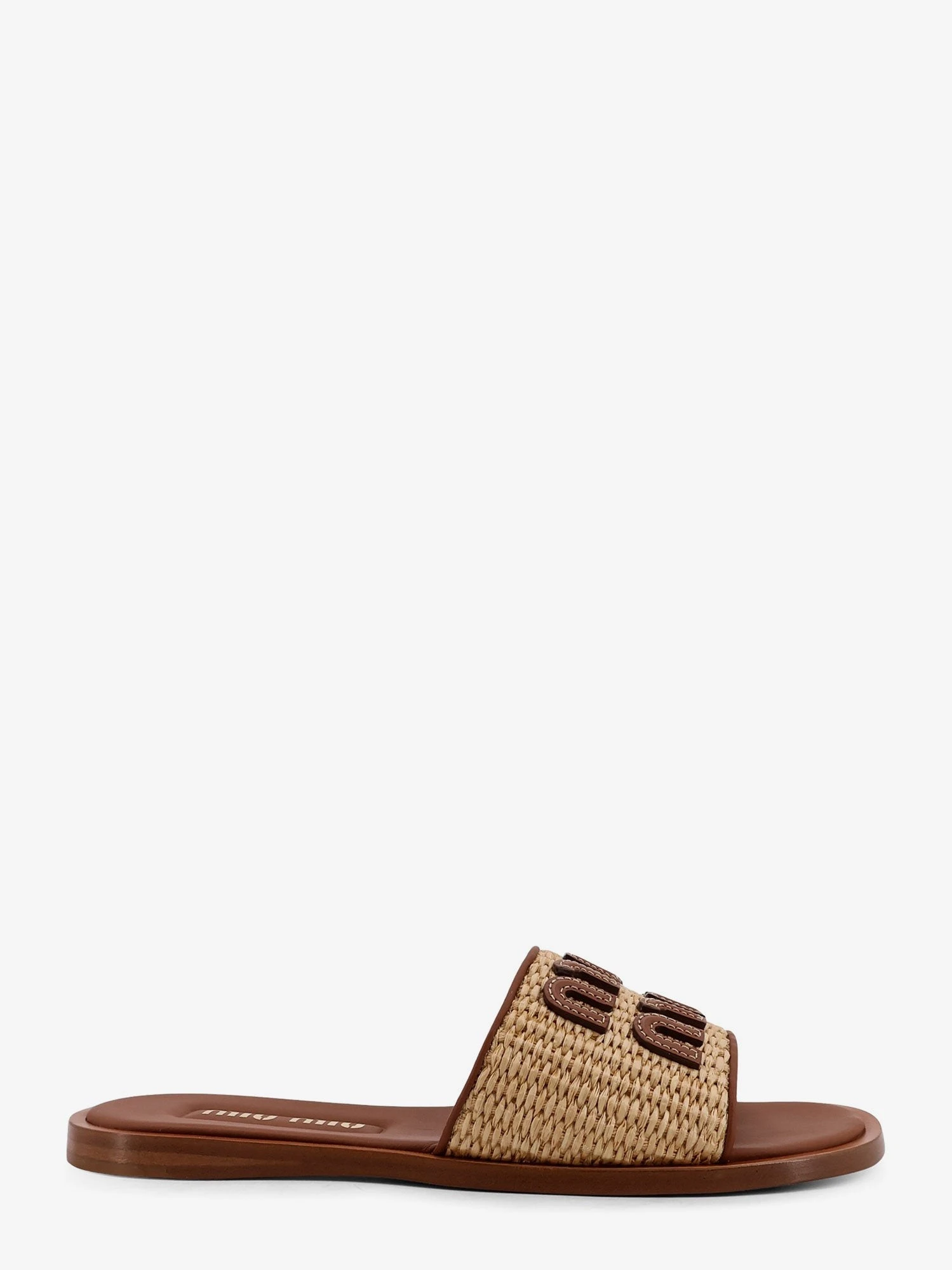 Raffia and leather sandals with logo lettering.webp