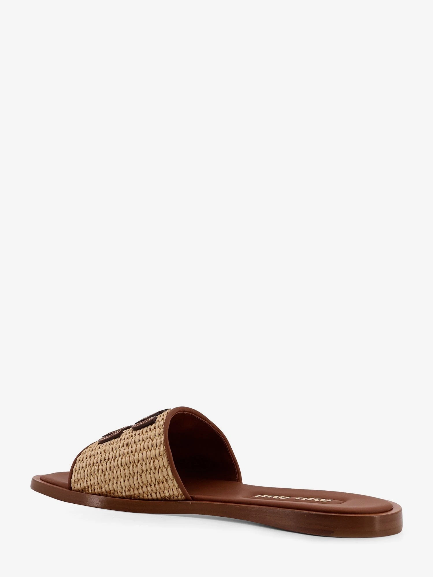 Raffia and leather sandals with logo lettering.webp