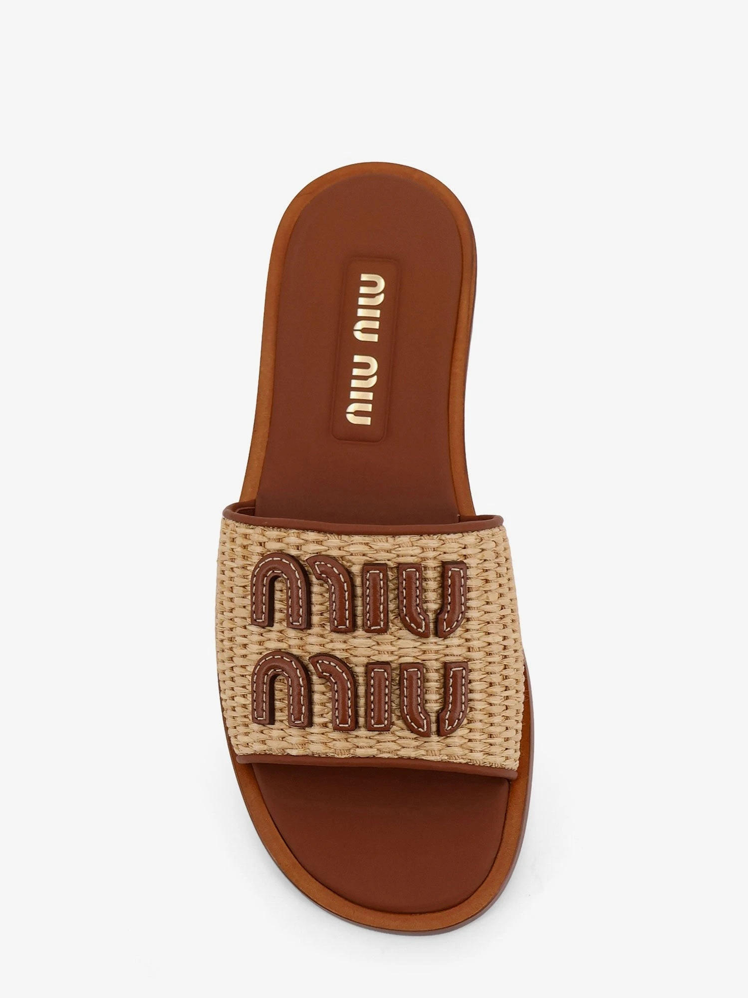 Raffia and leather sandals with logo lettering.webp