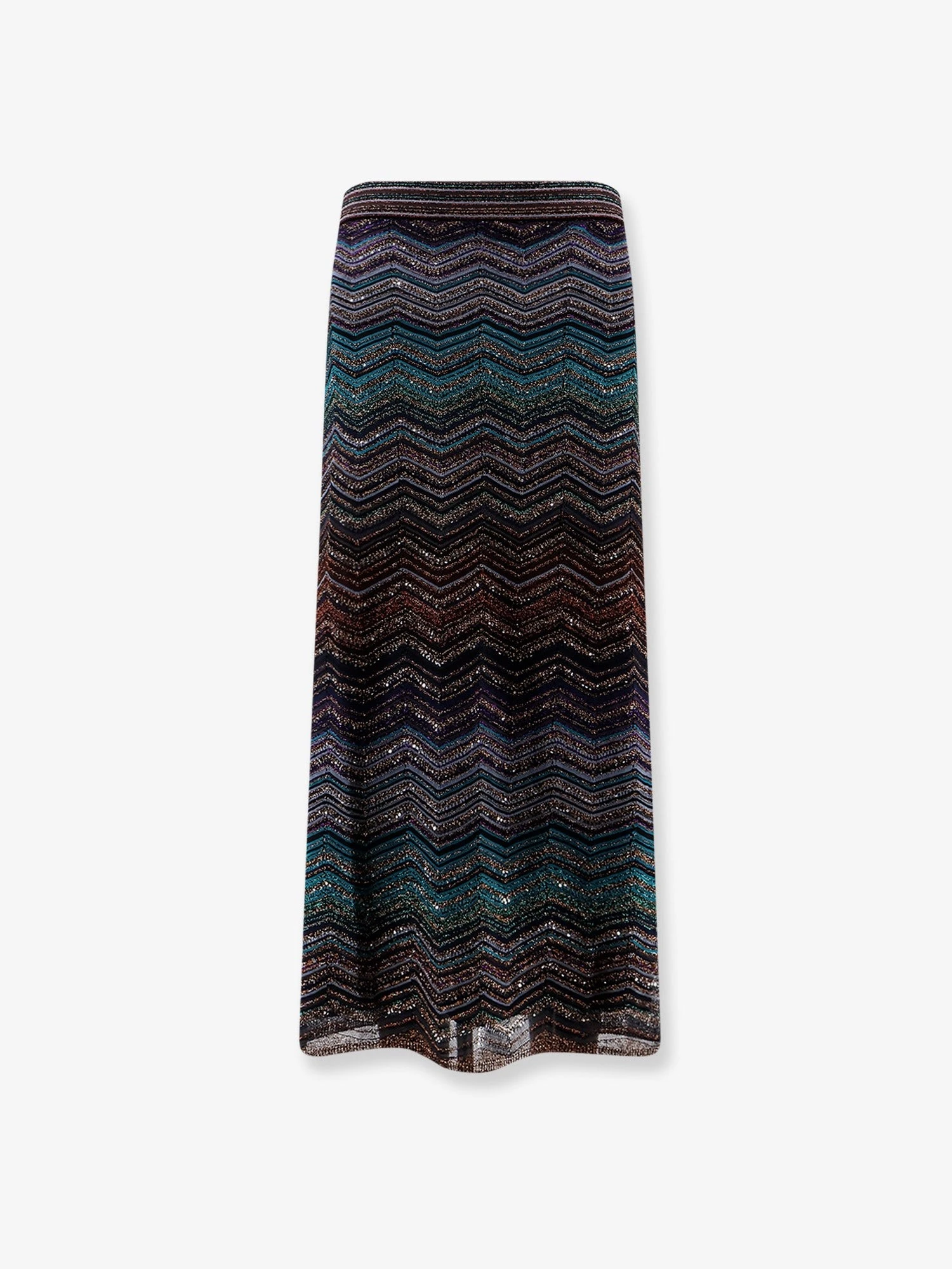 Viscose skirt with laminated chevron pattern.webp