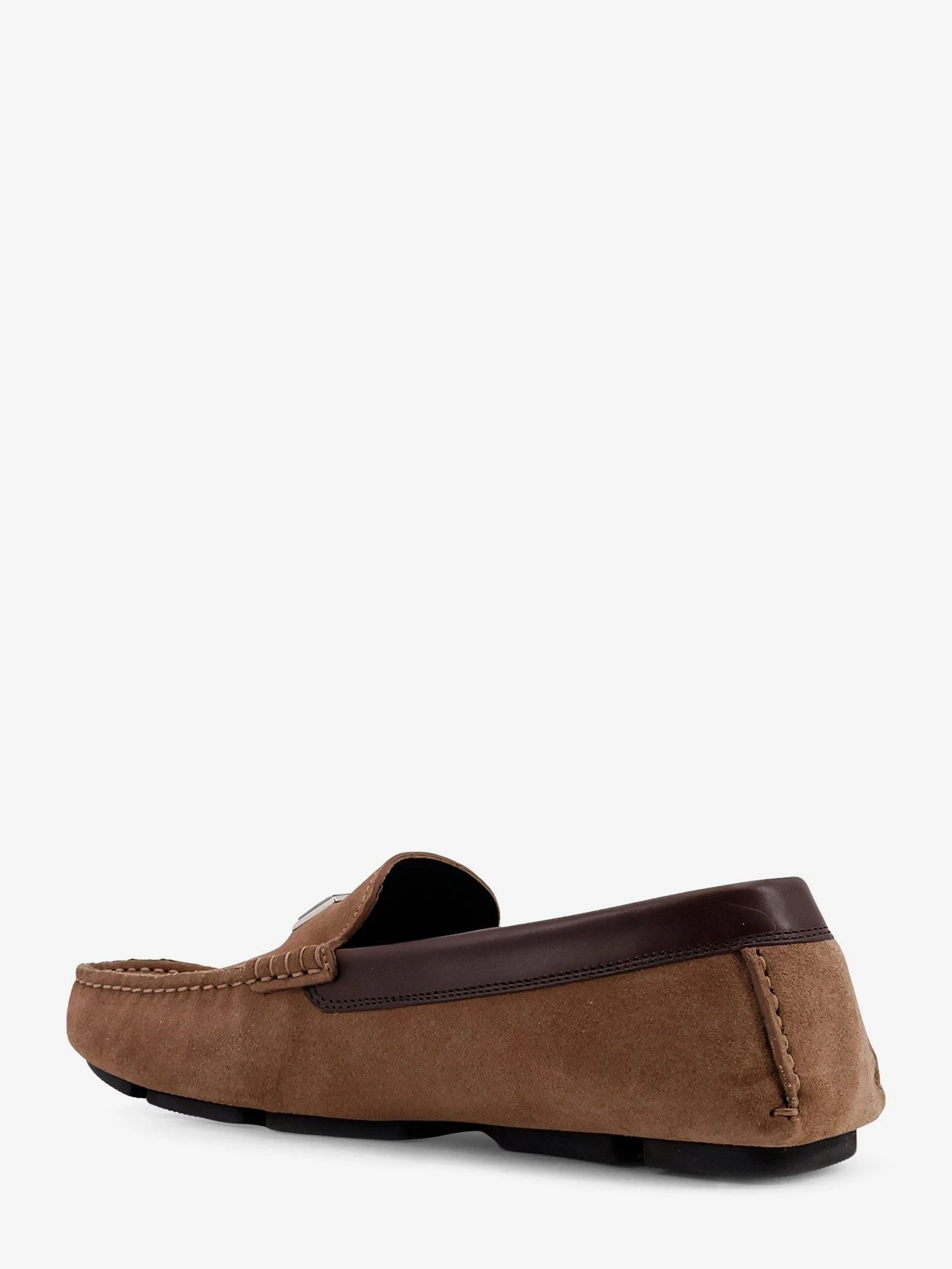Suede loafer with leather inserts.webp