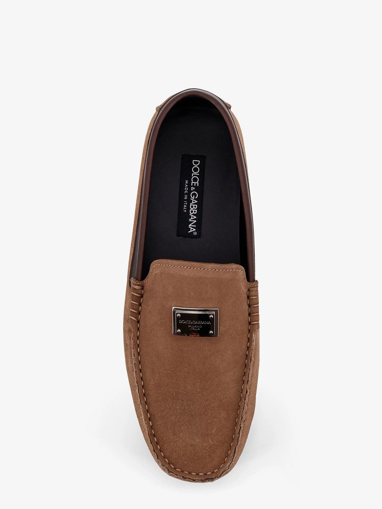 Suede loafer with leather inserts.webp
