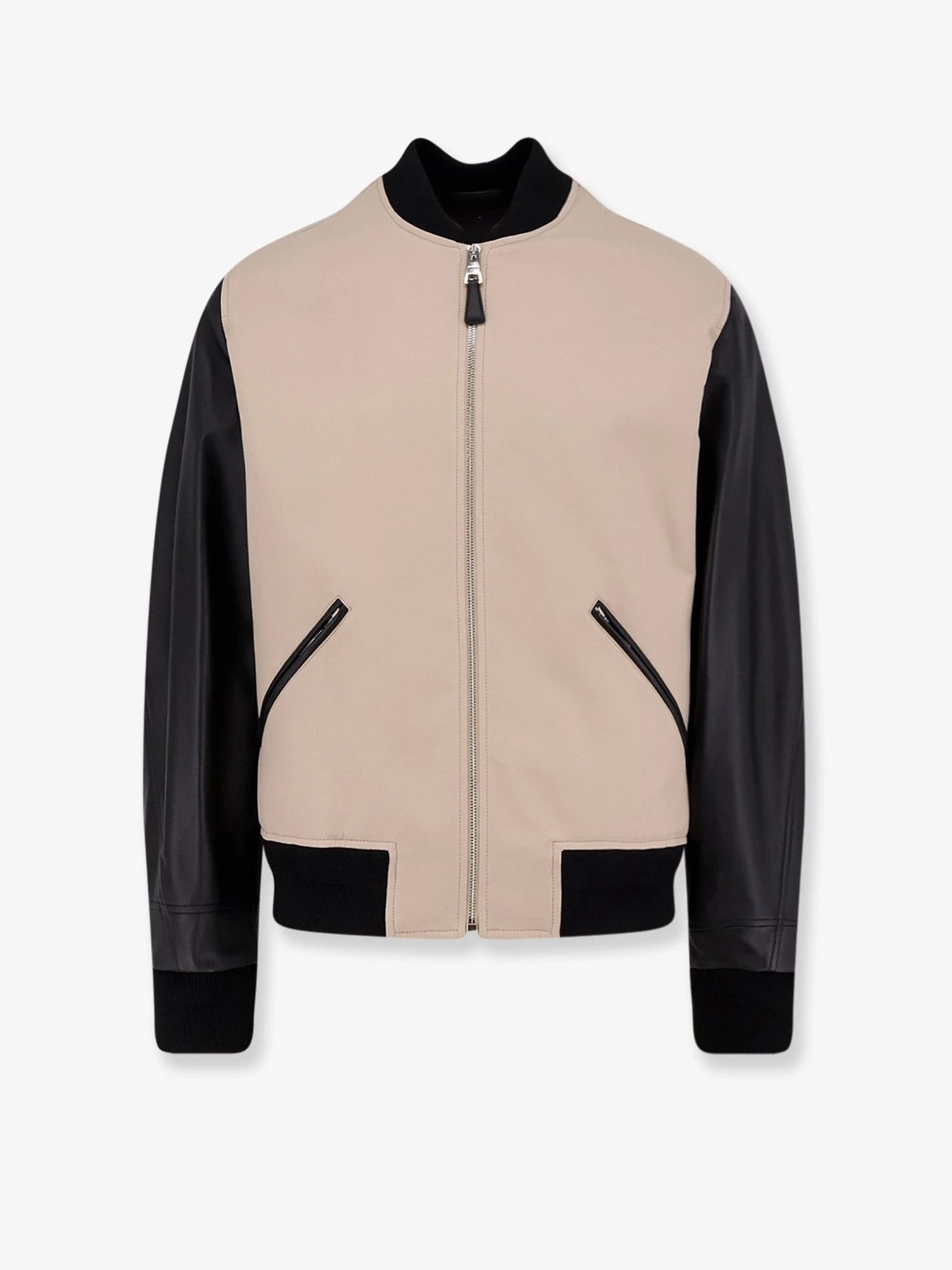 Cotton Jacket with leather sleeves.webp