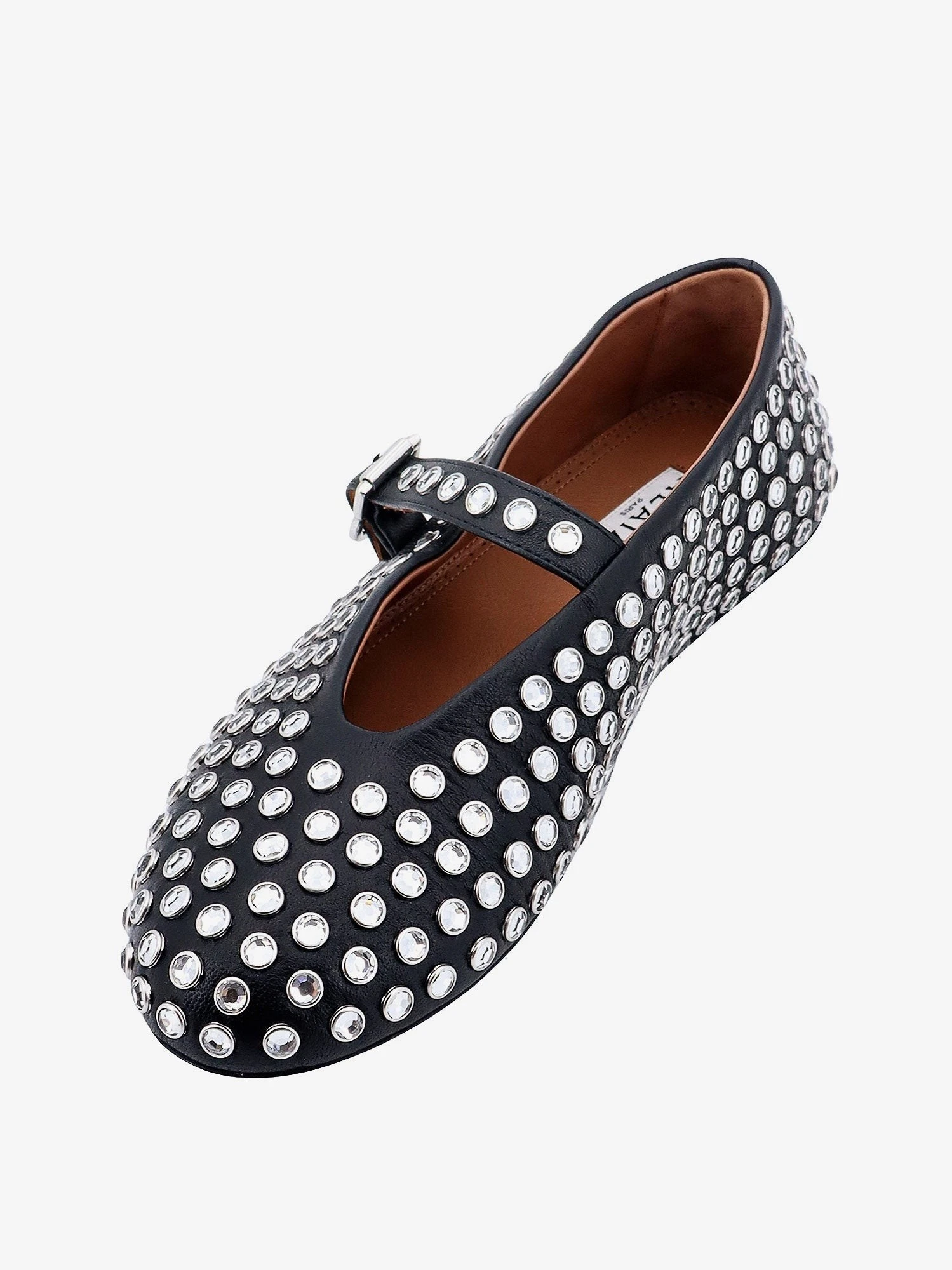 Leather ballet flats with rhinestones.webp