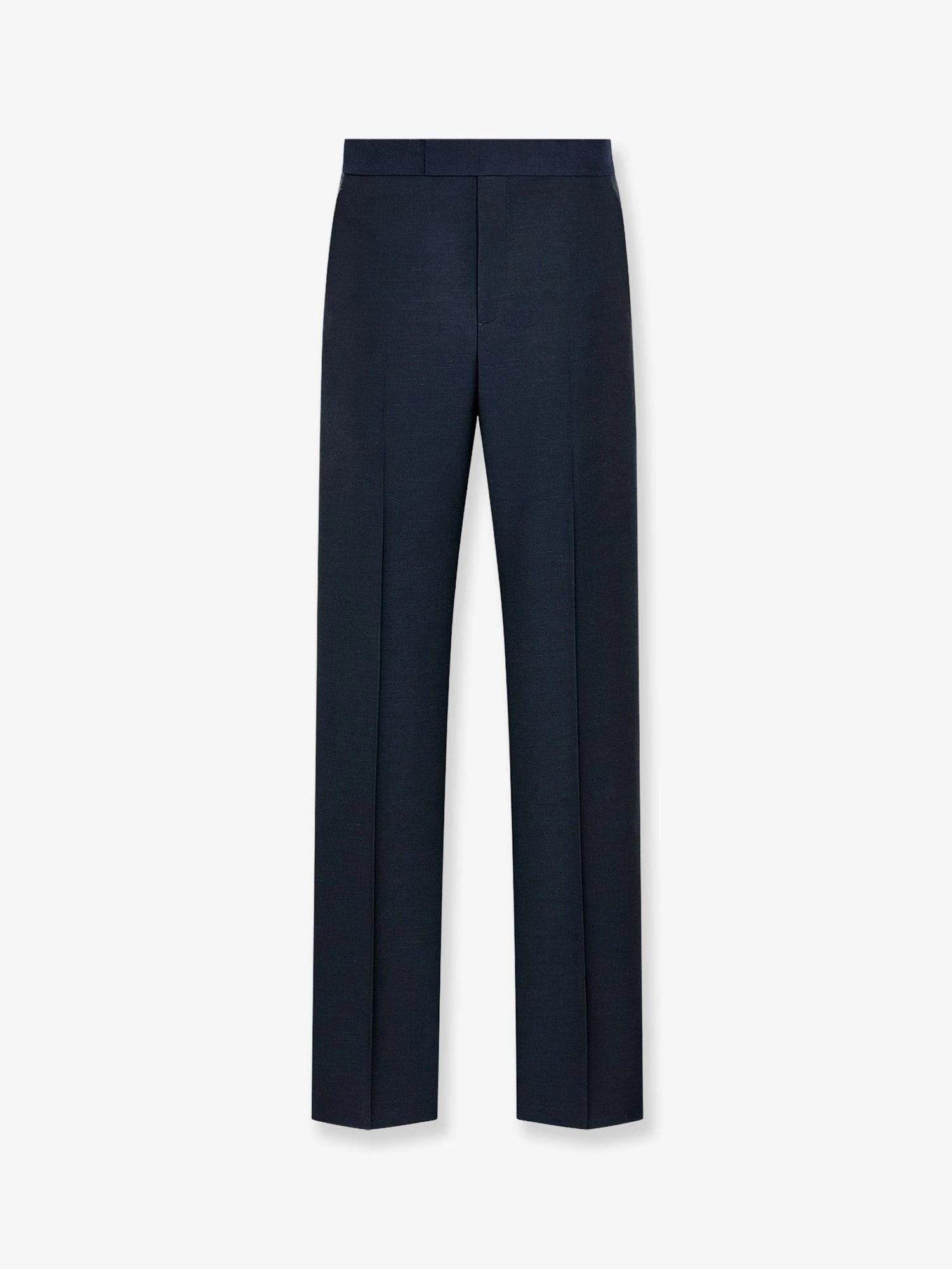 Wool and mohair trousers with satin details.webp