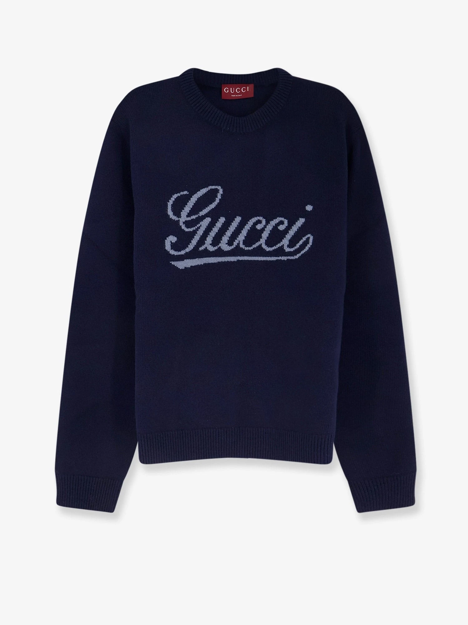 Wool sweater with frontal embroidered logo.webp