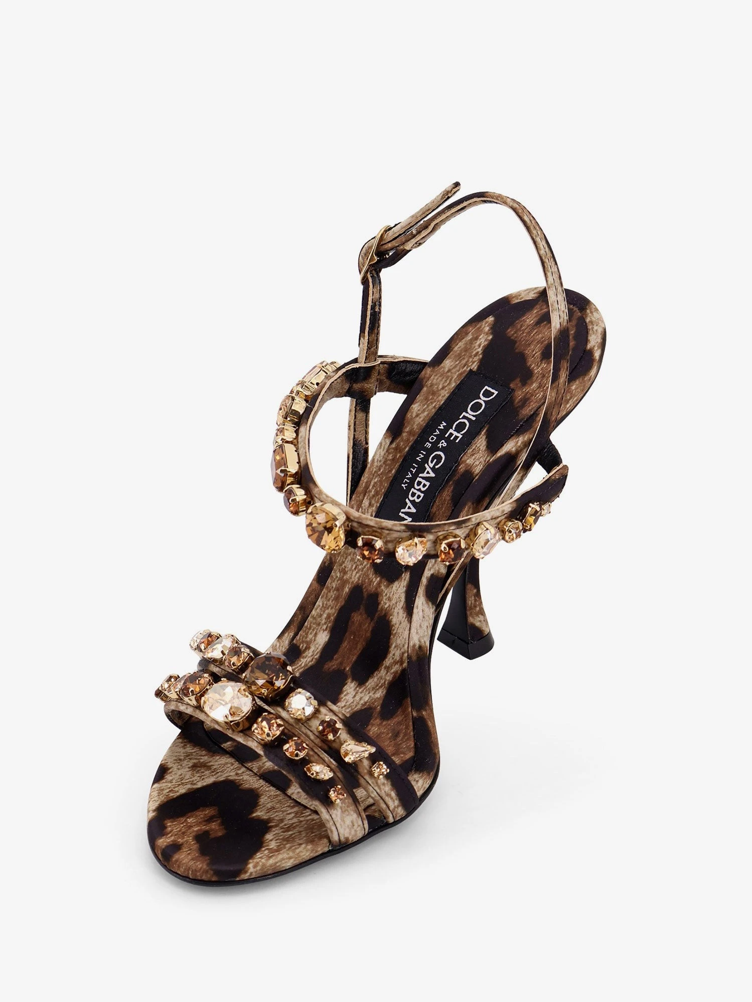 Satin sandals with animal print.webp