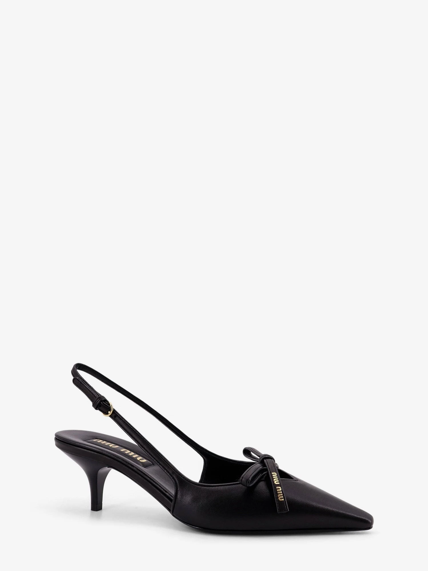 Leather décolleté with logo bow detail.webp