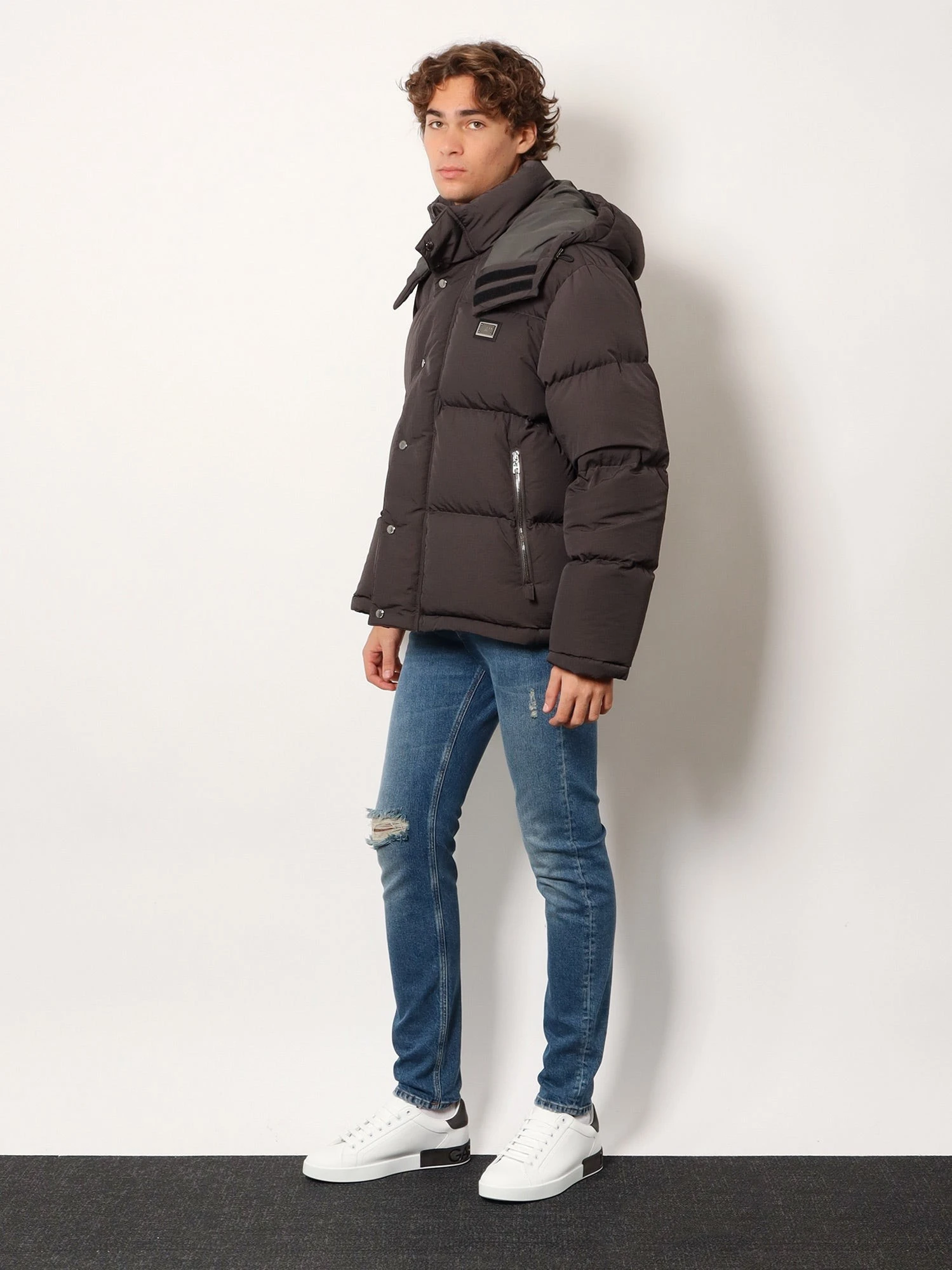 Nylon hooded down jacket.webp