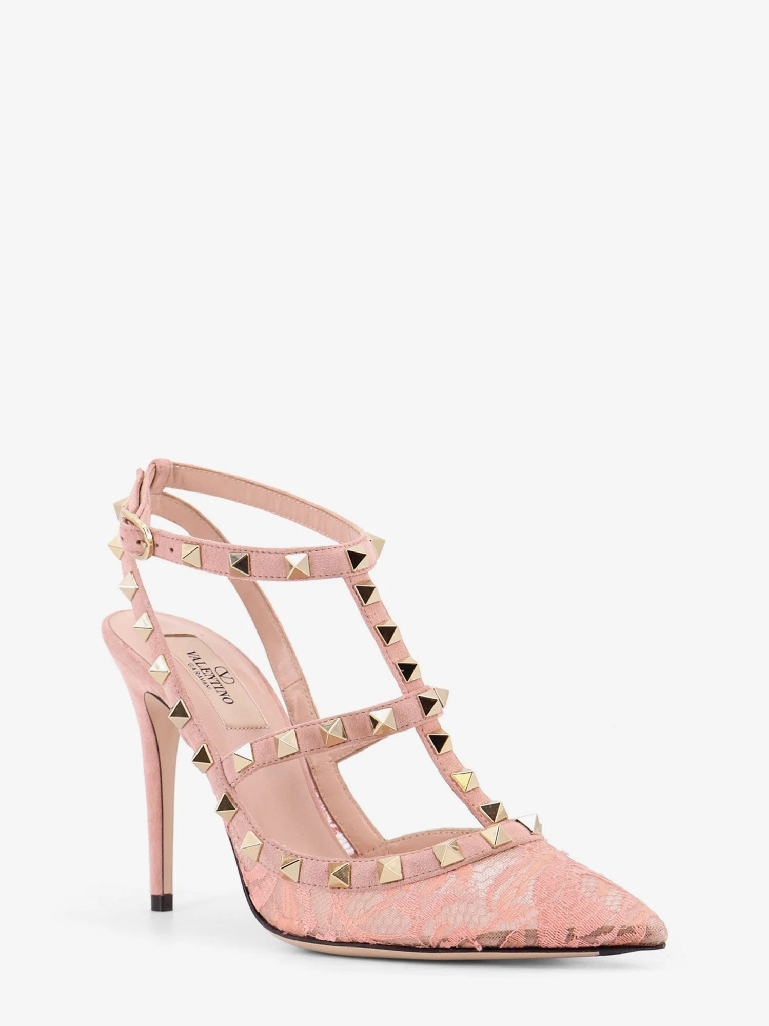 Rockstud suede and lace pumps.webp