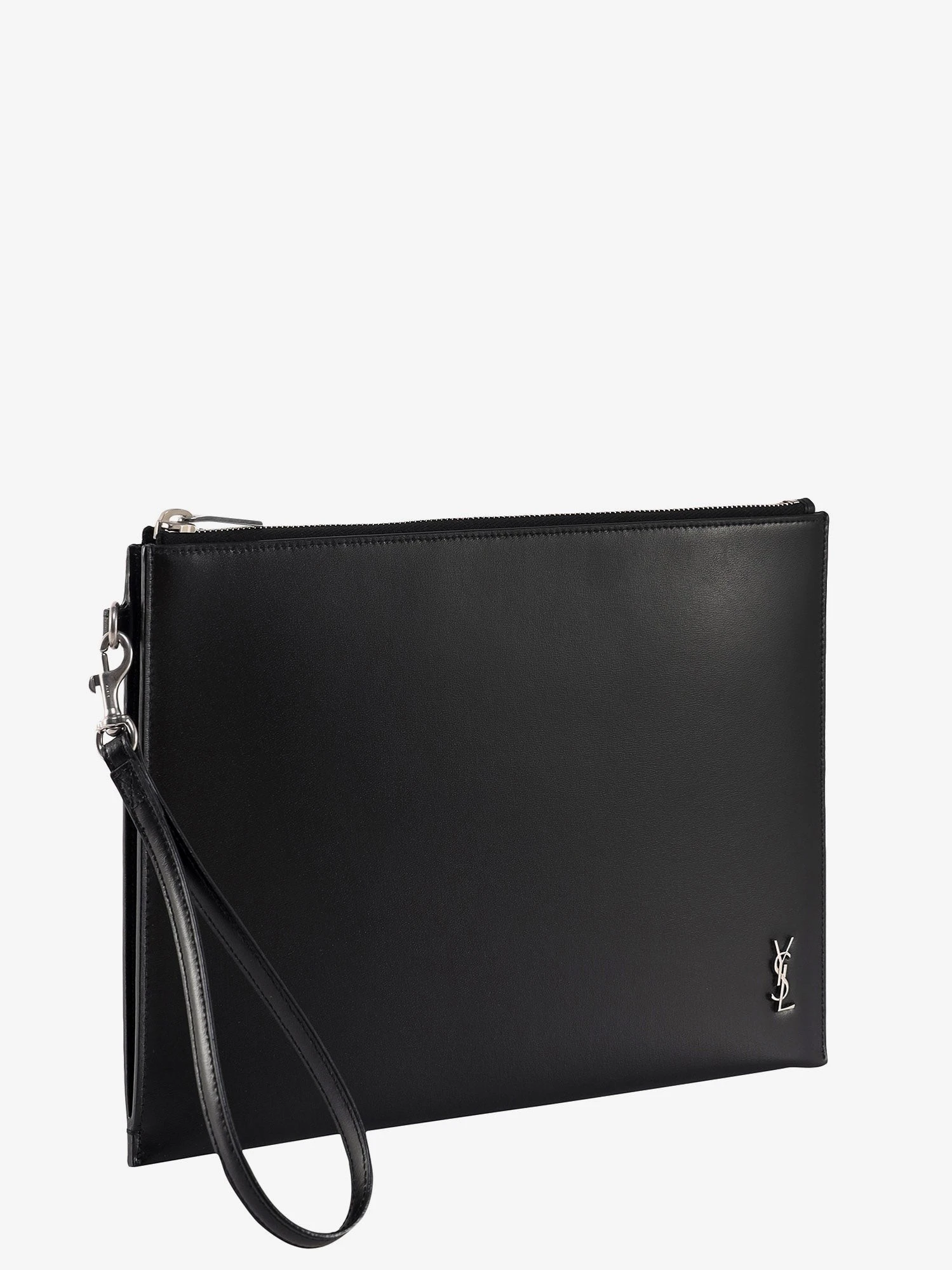 Leather clutch with Monogram detail.webp