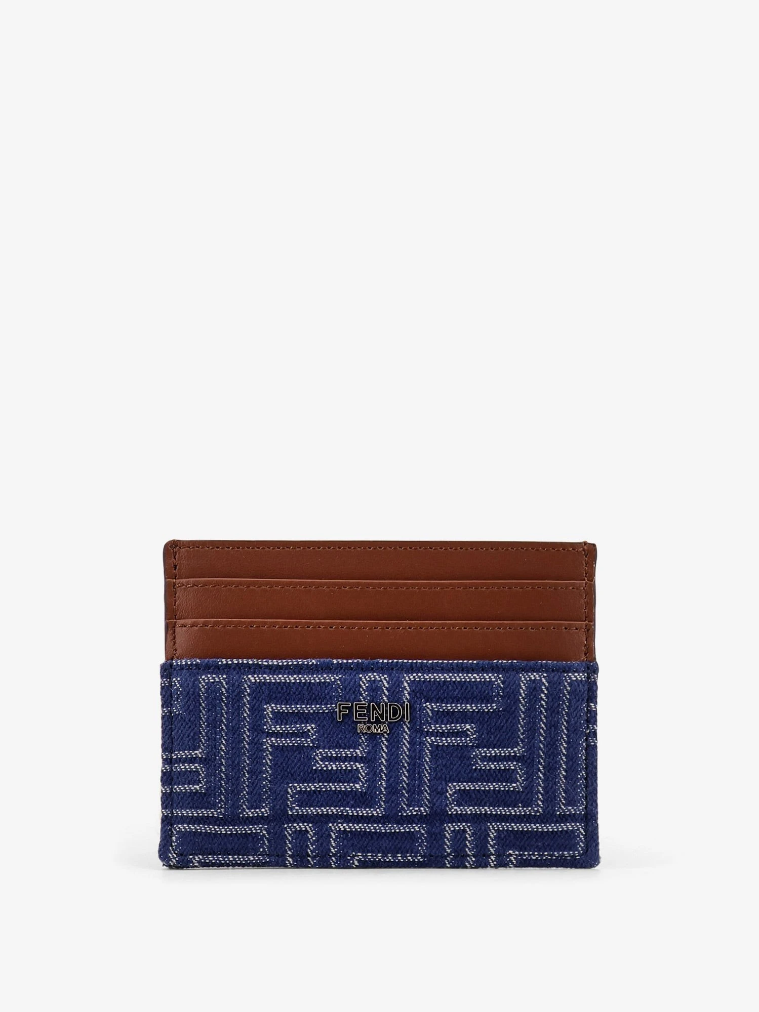 Jacquard FF fabric cardholder with denim effect.webp
