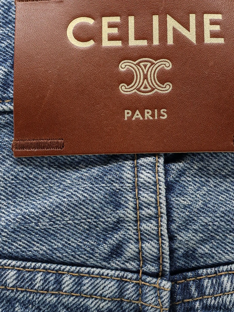Denim jeans with back logo label.webp