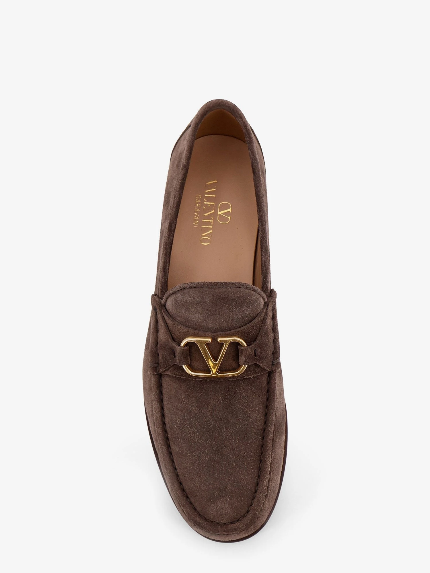 Suede loafers with metal VLogo Signature.webp