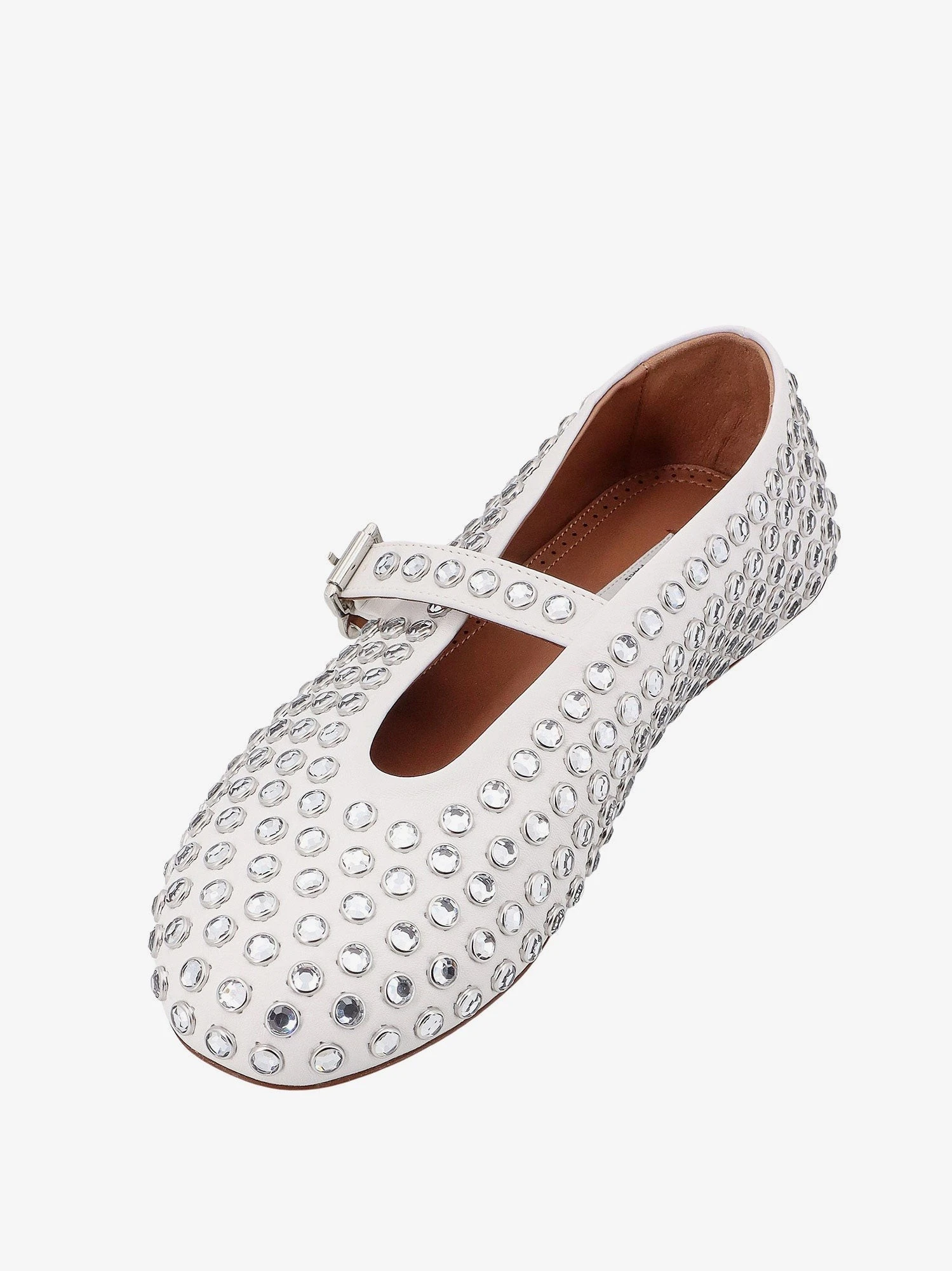 Leather ballet flats with rhinestones.webp