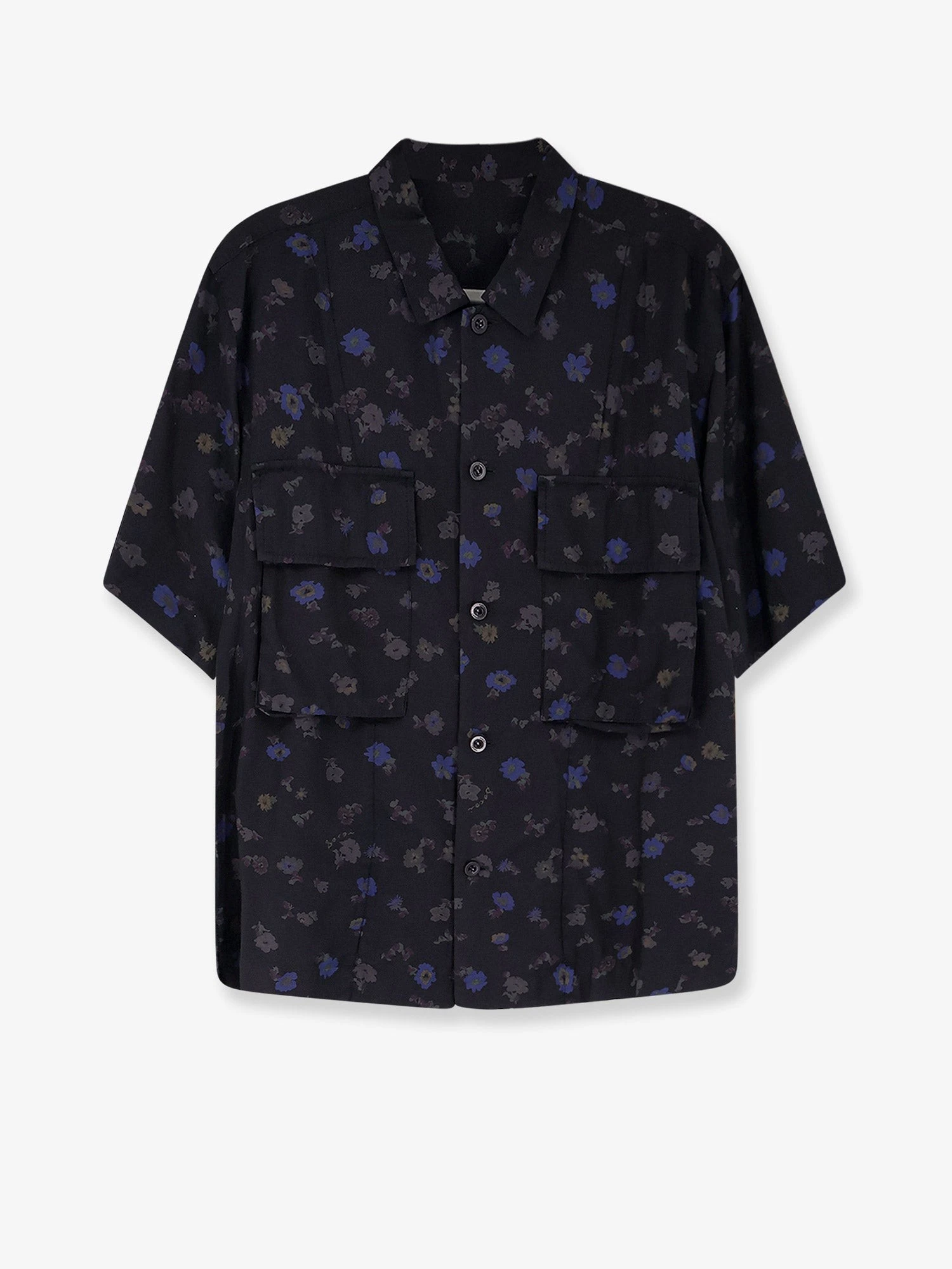 Cotton blend shirt with floral print.webp