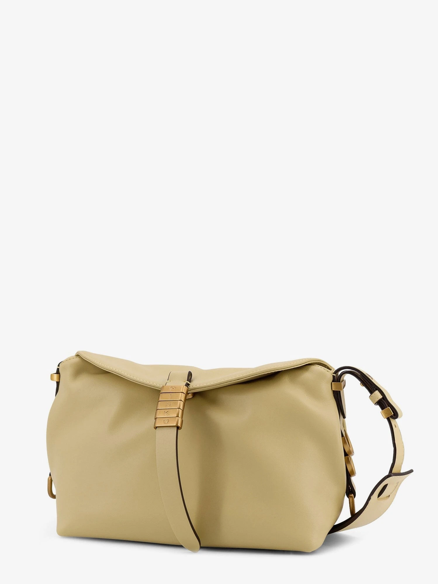 Leather shoulder bag with logo metal detail.webp