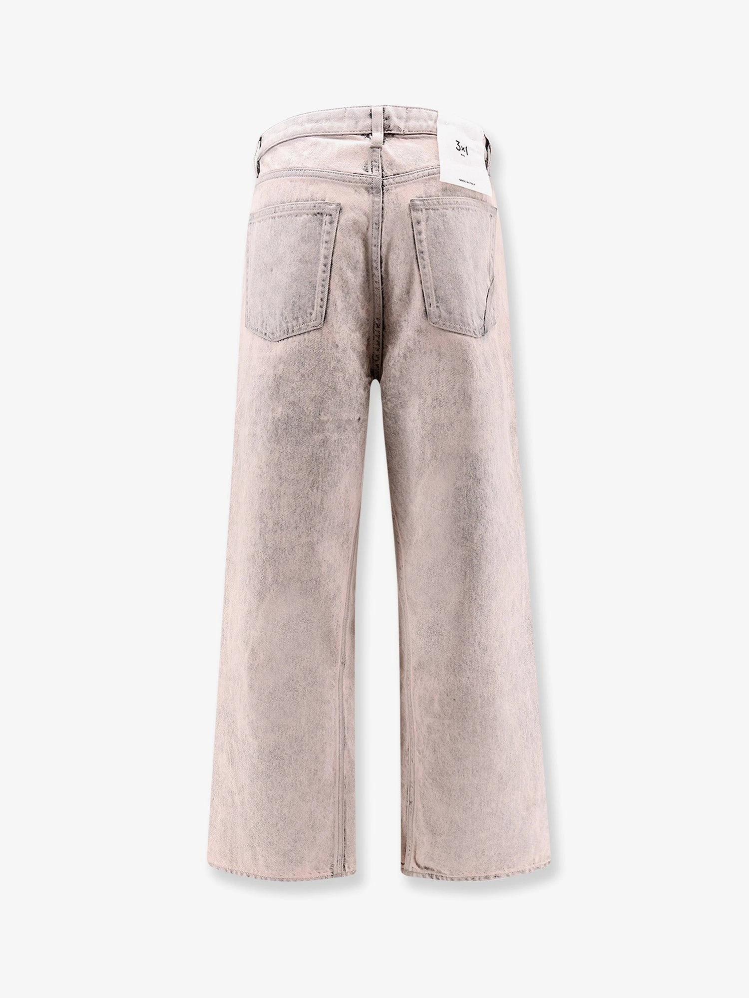 Denim jeans with bleached pattern.webp