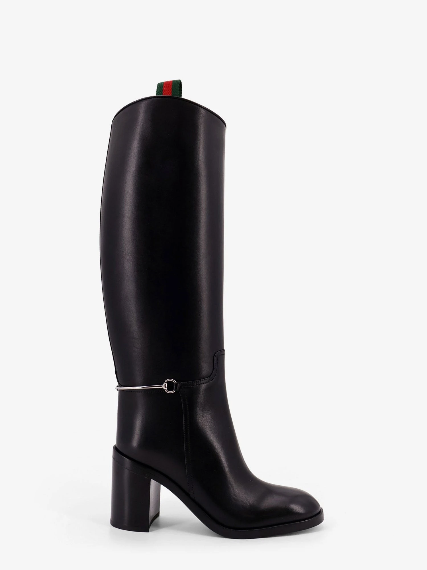 Leather boots with slim Horsebit detail.webp