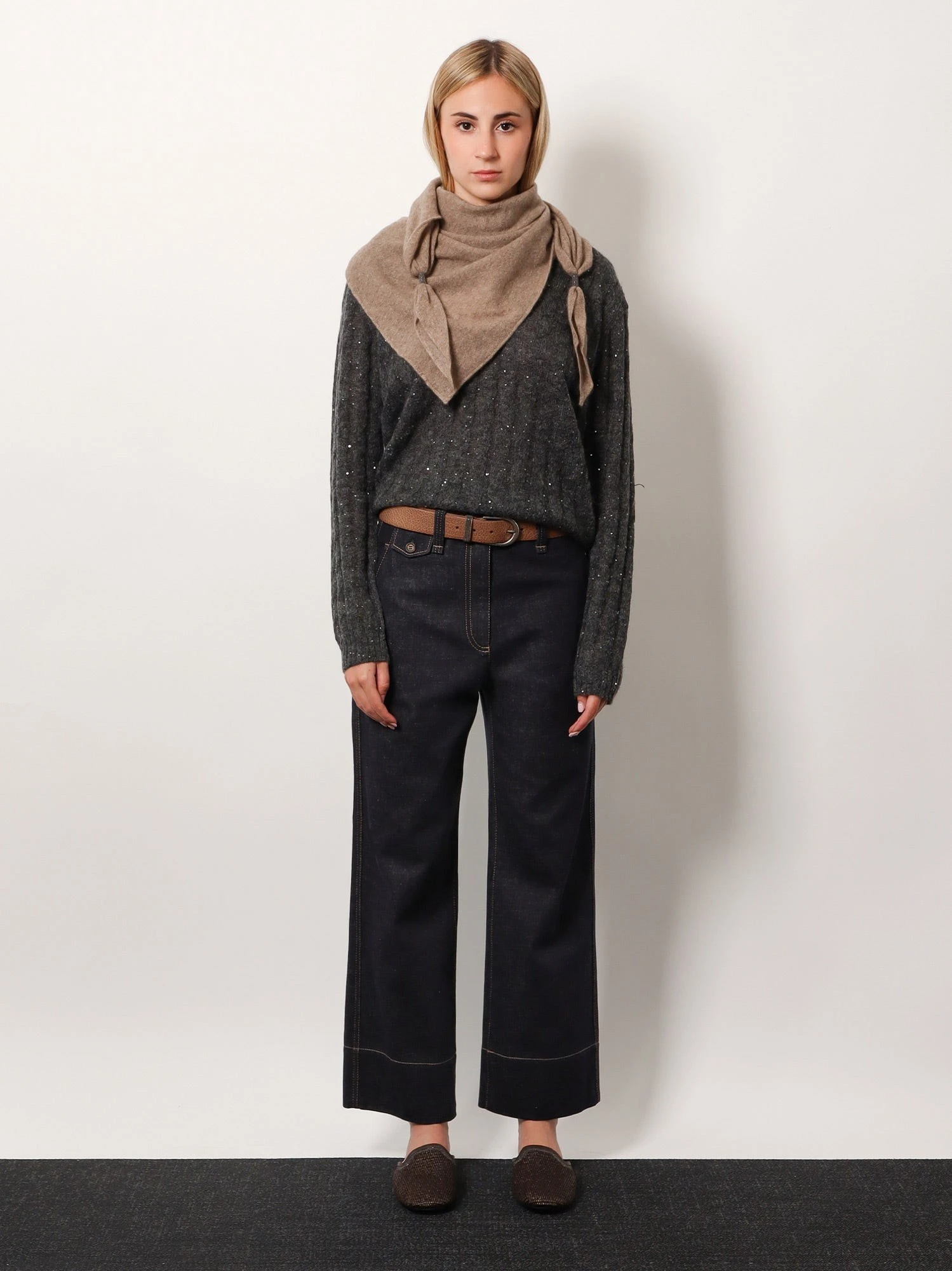 Wool blend sweater with all-over sequins.webp