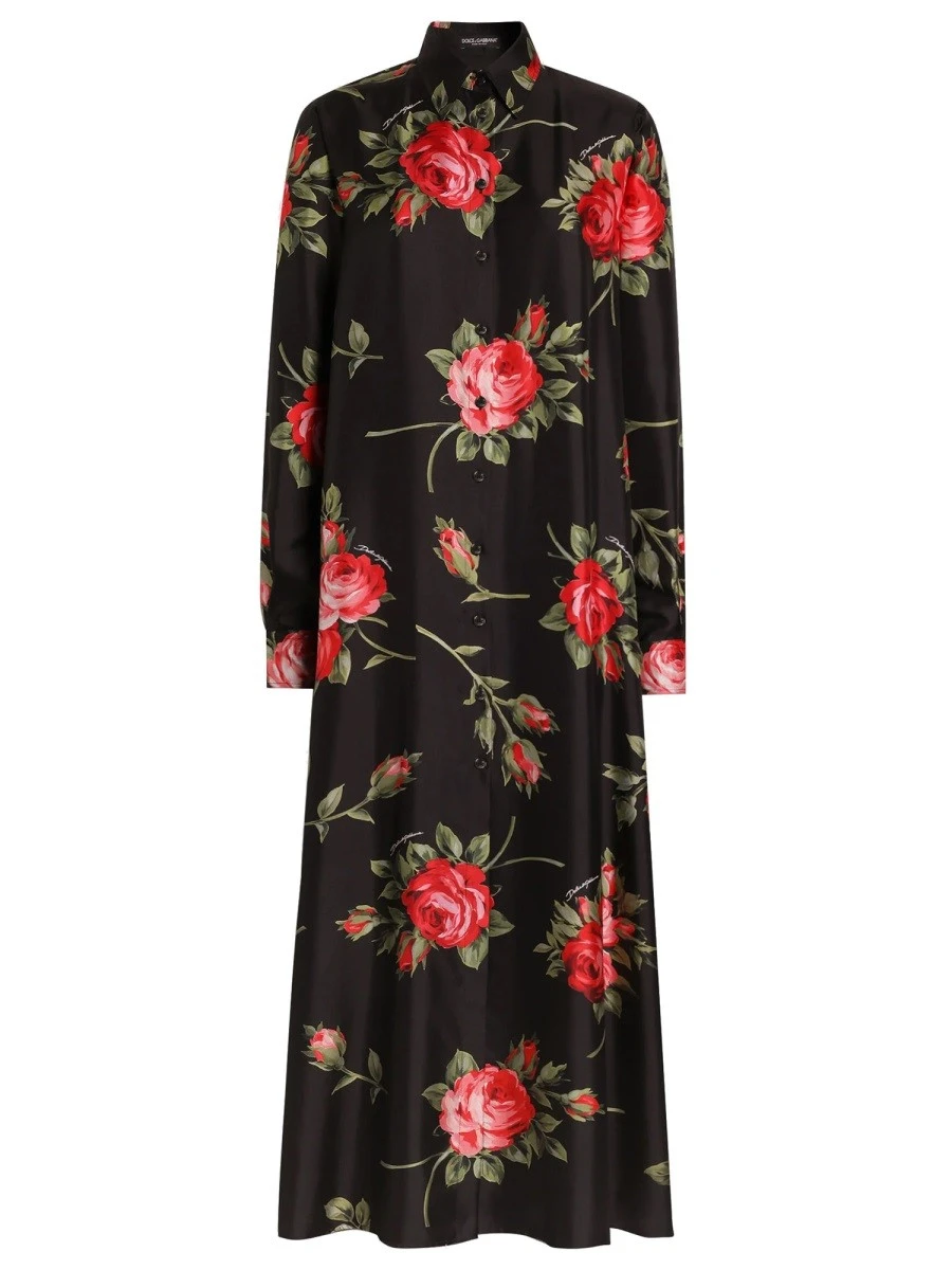 ROSE BOUQUET PRINT TWILL LONG DRESS.webp