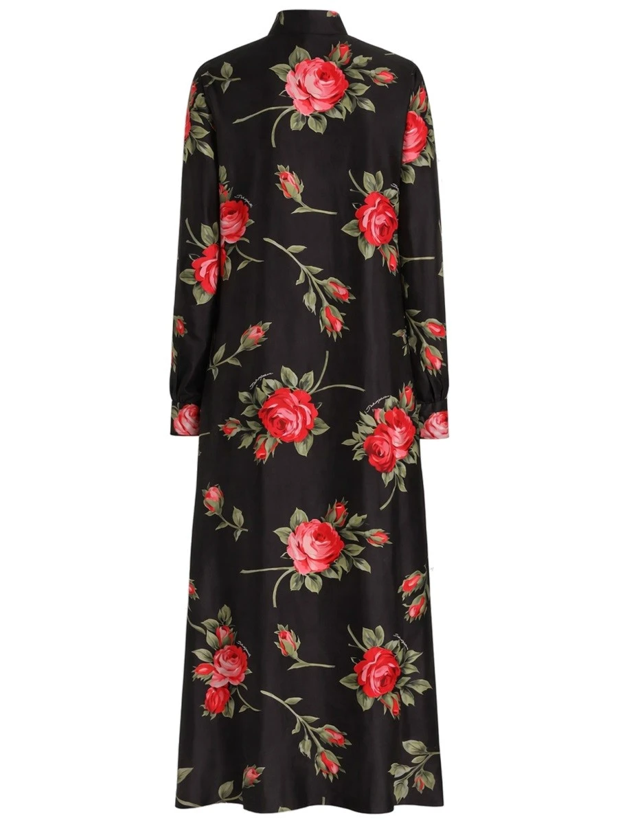 ROSE BOUQUET PRINT TWILL LONG DRESS.webp