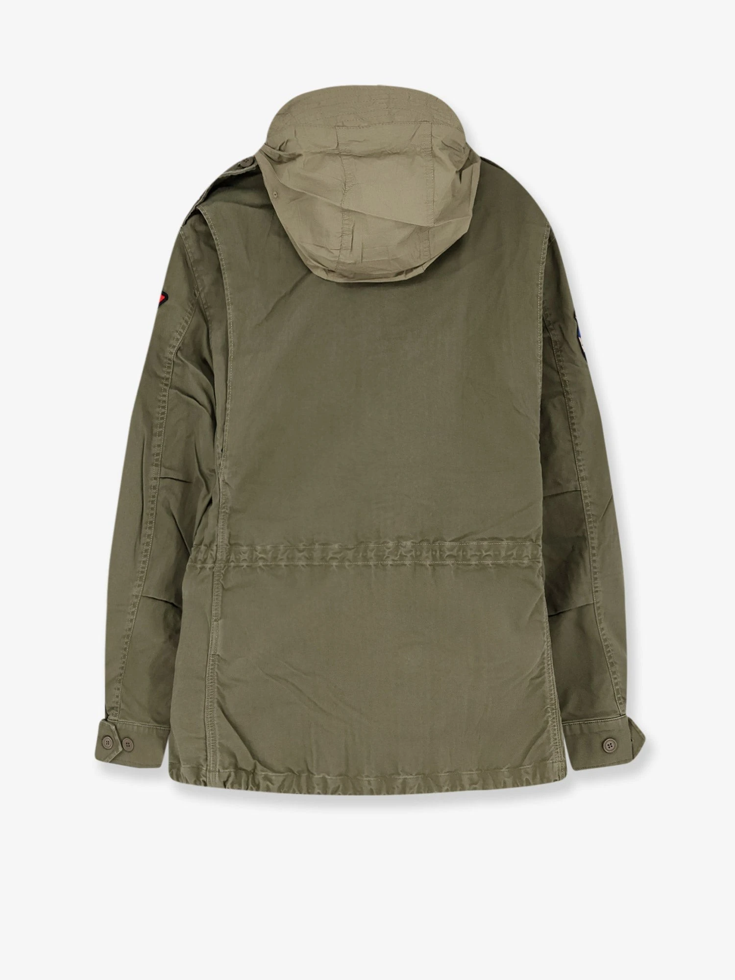 Cotton denim jacket with front logo patch.webp