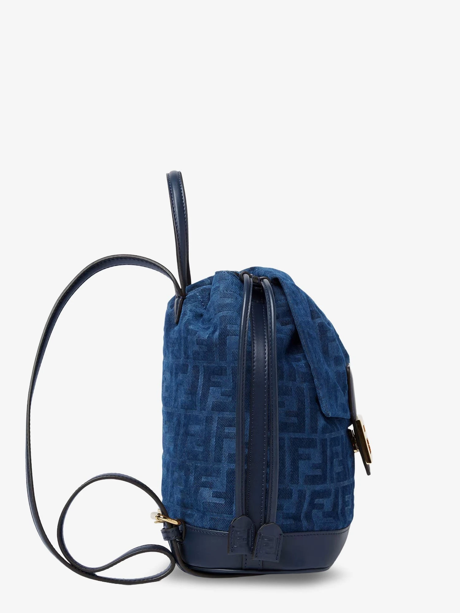 Denim backpack with flocked FF detail.webp
