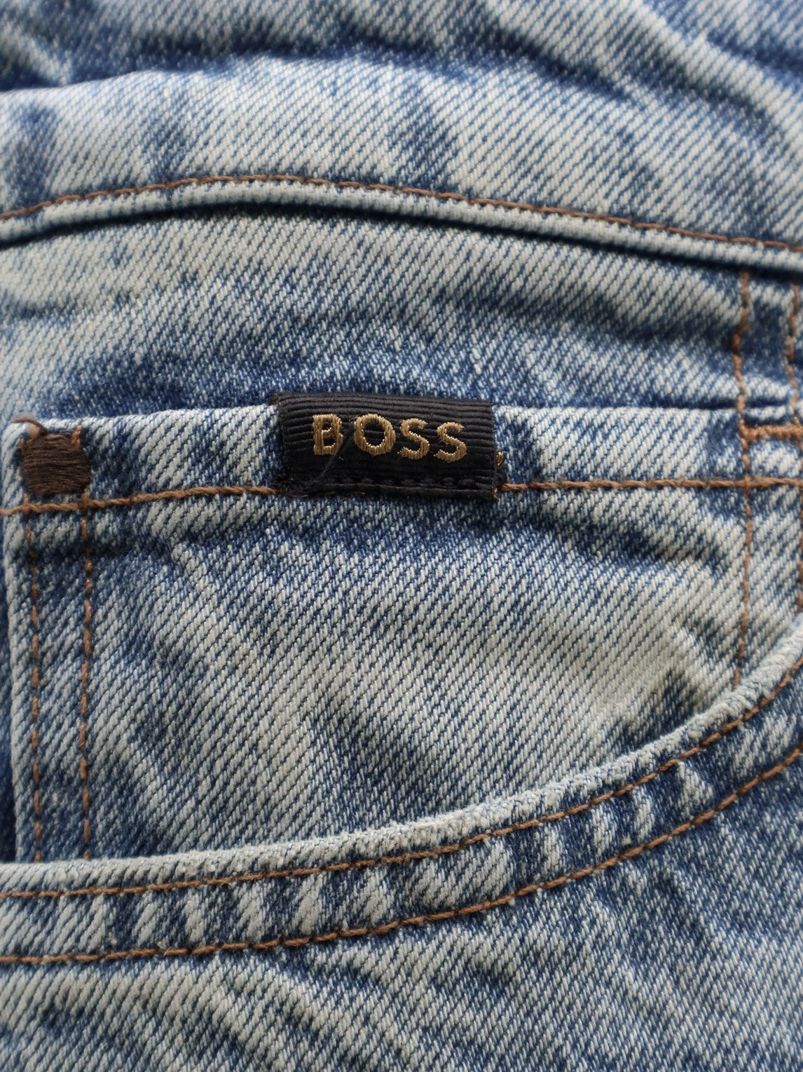 Cotton jeans with back suede logo patch.webp