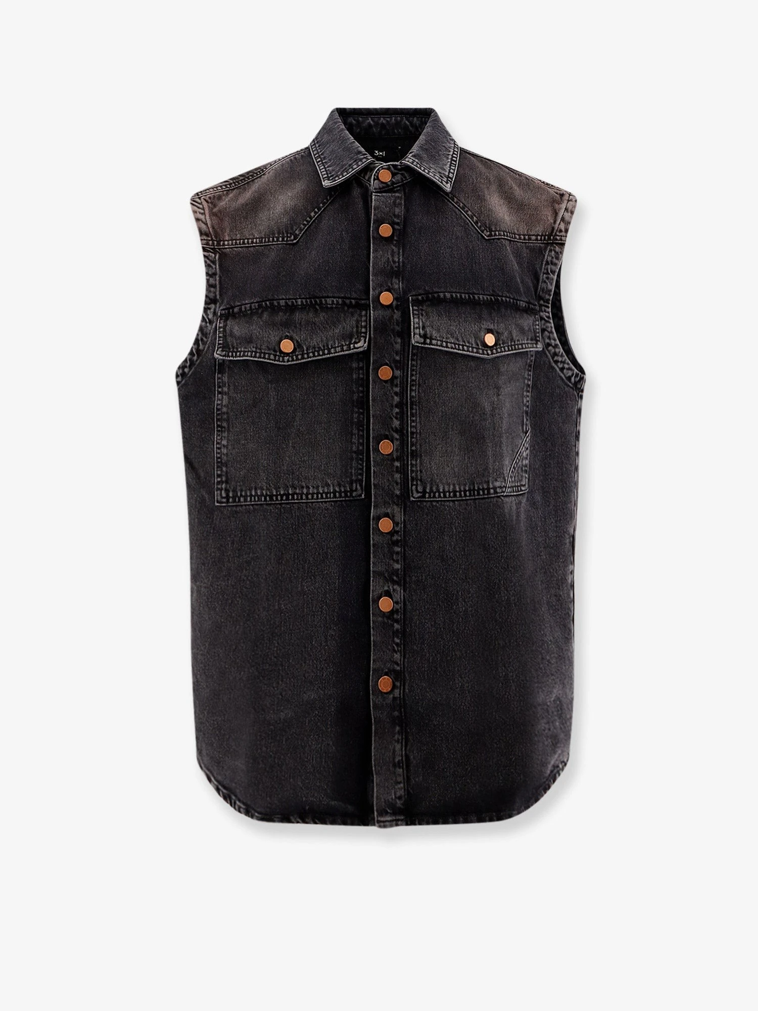 Black denim oversize shirt.webp