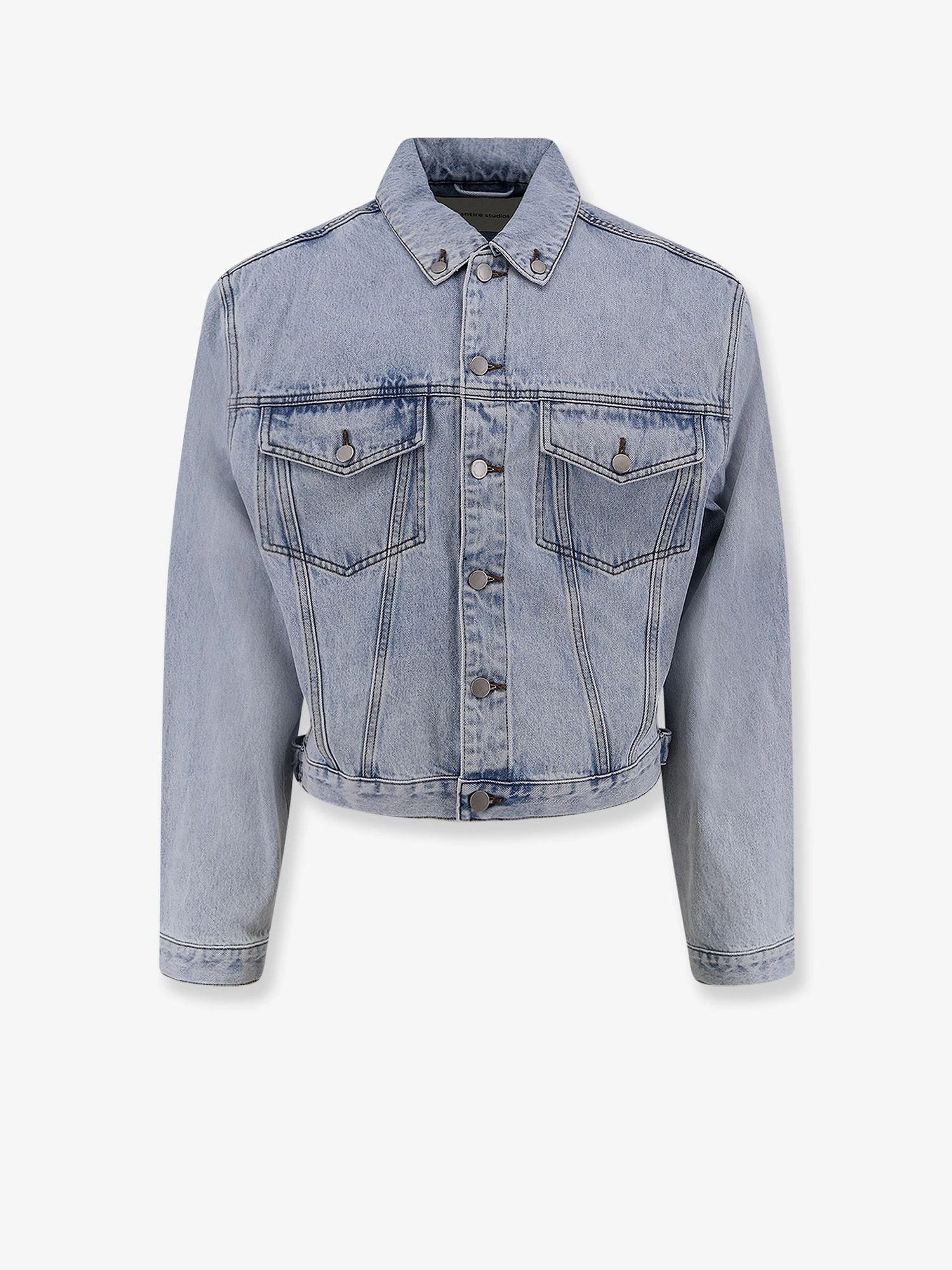 Denim jacket with padded shoulder pads.webp