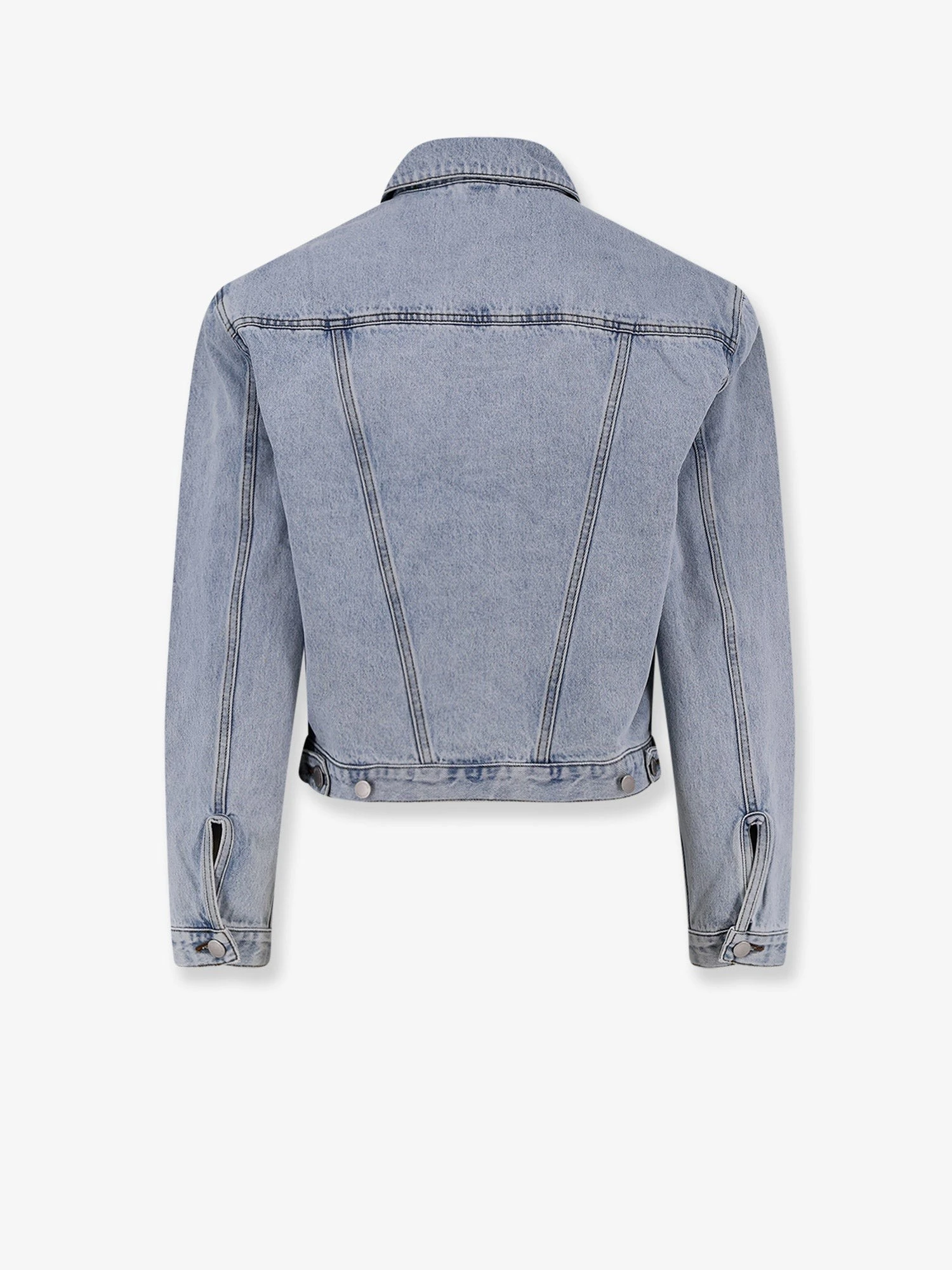 Denim jacket with padded shoulder pads.webp