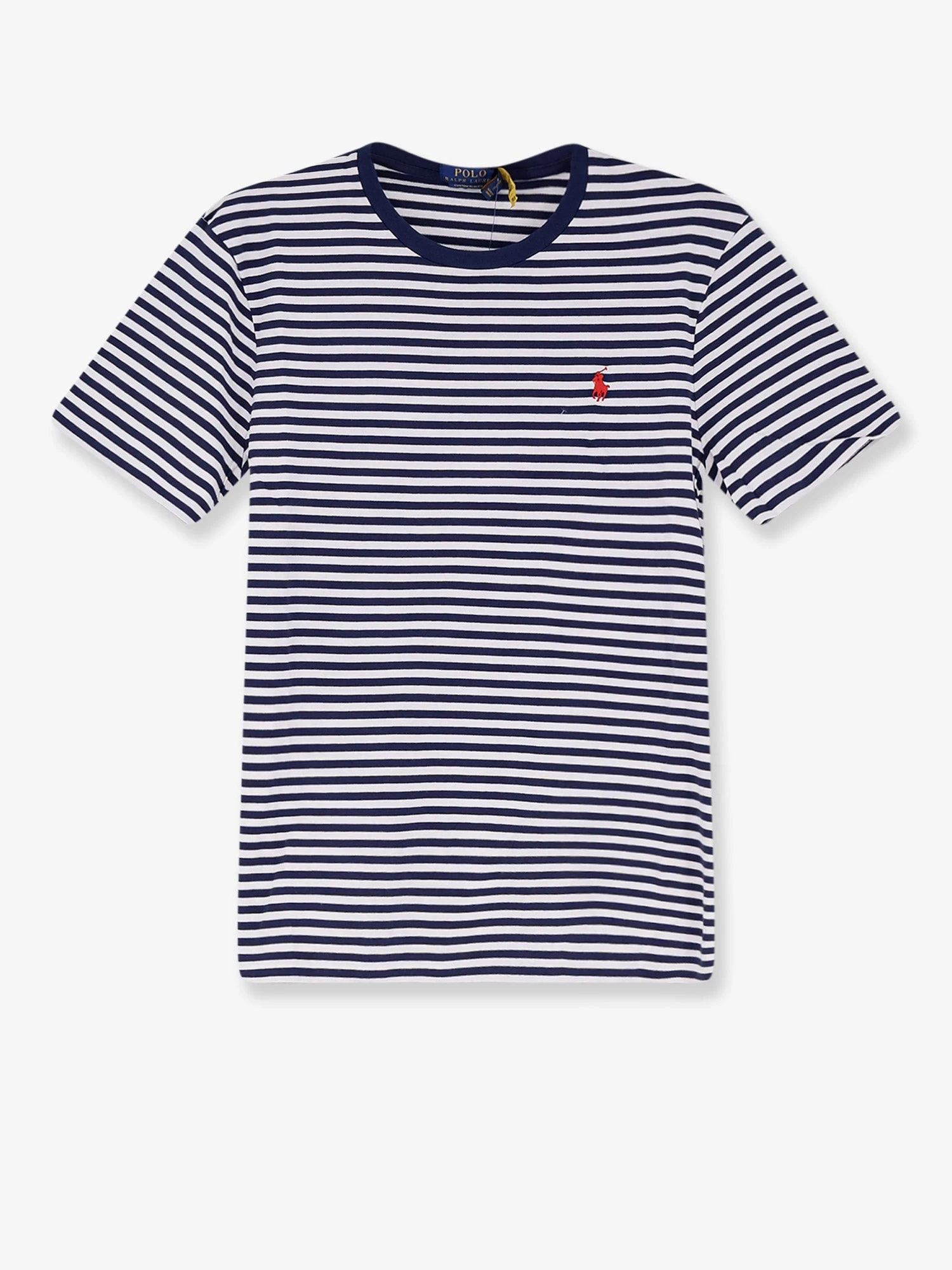 Cotton t-shirt with striped motif.webp