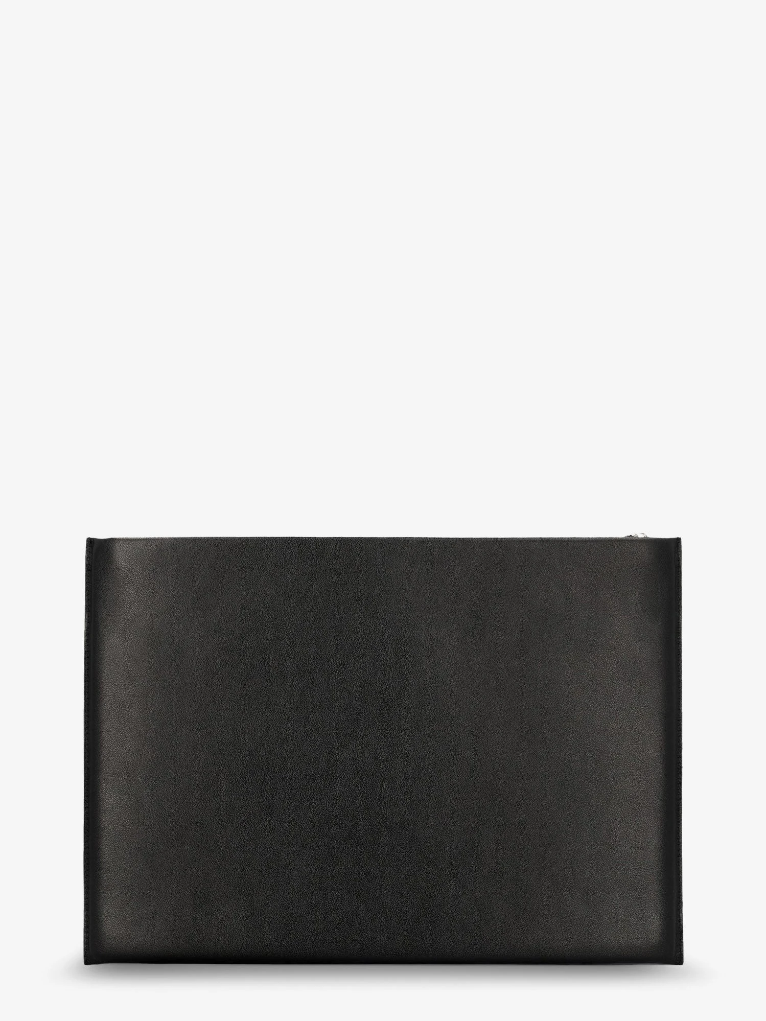 Leather clutch bag with lettering logo on the front.webp