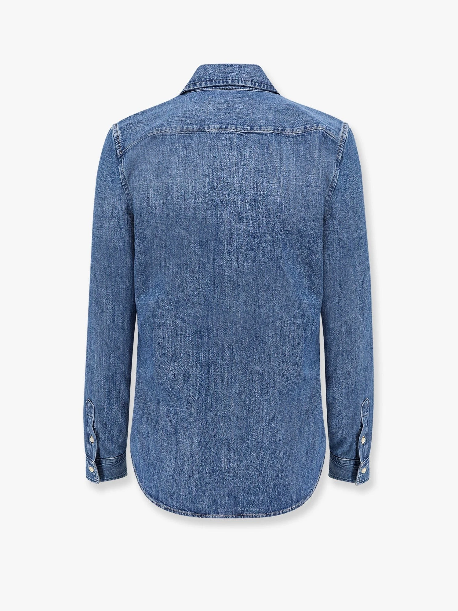 Denim shirt with embroidered logo.webp