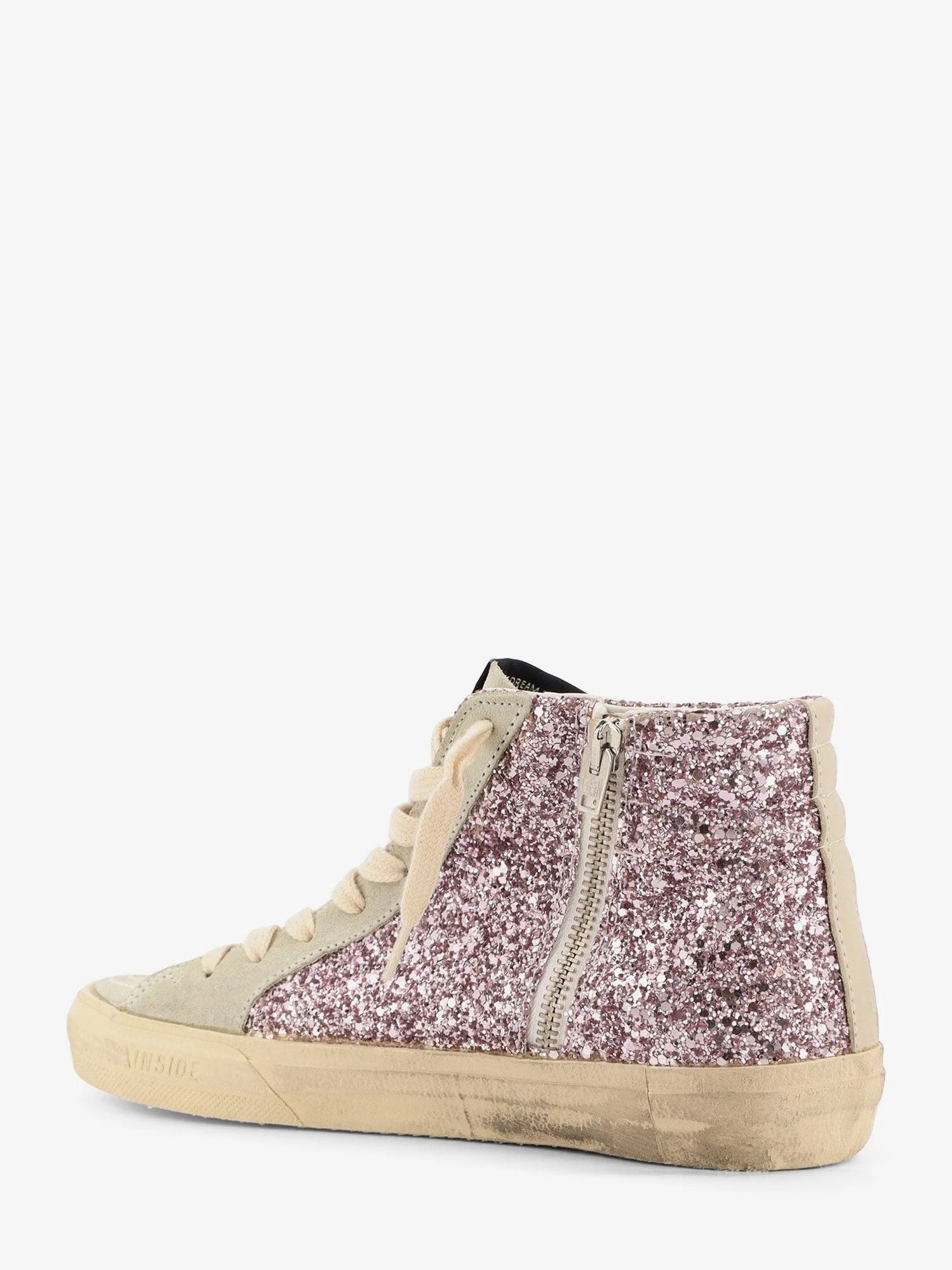 Leather sneakers with all-over glitter detail.webp