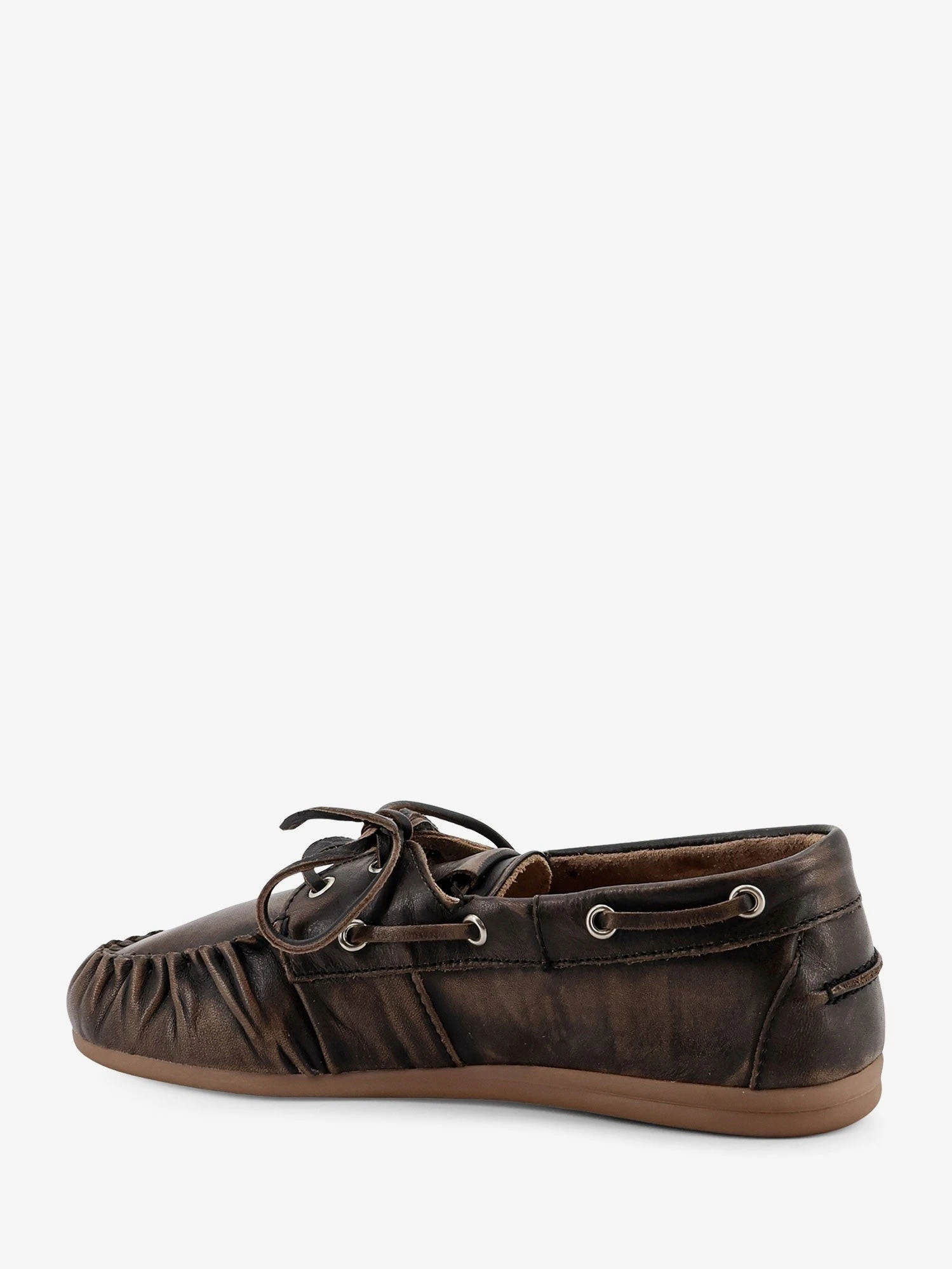 Used-effect leather loafers.webp