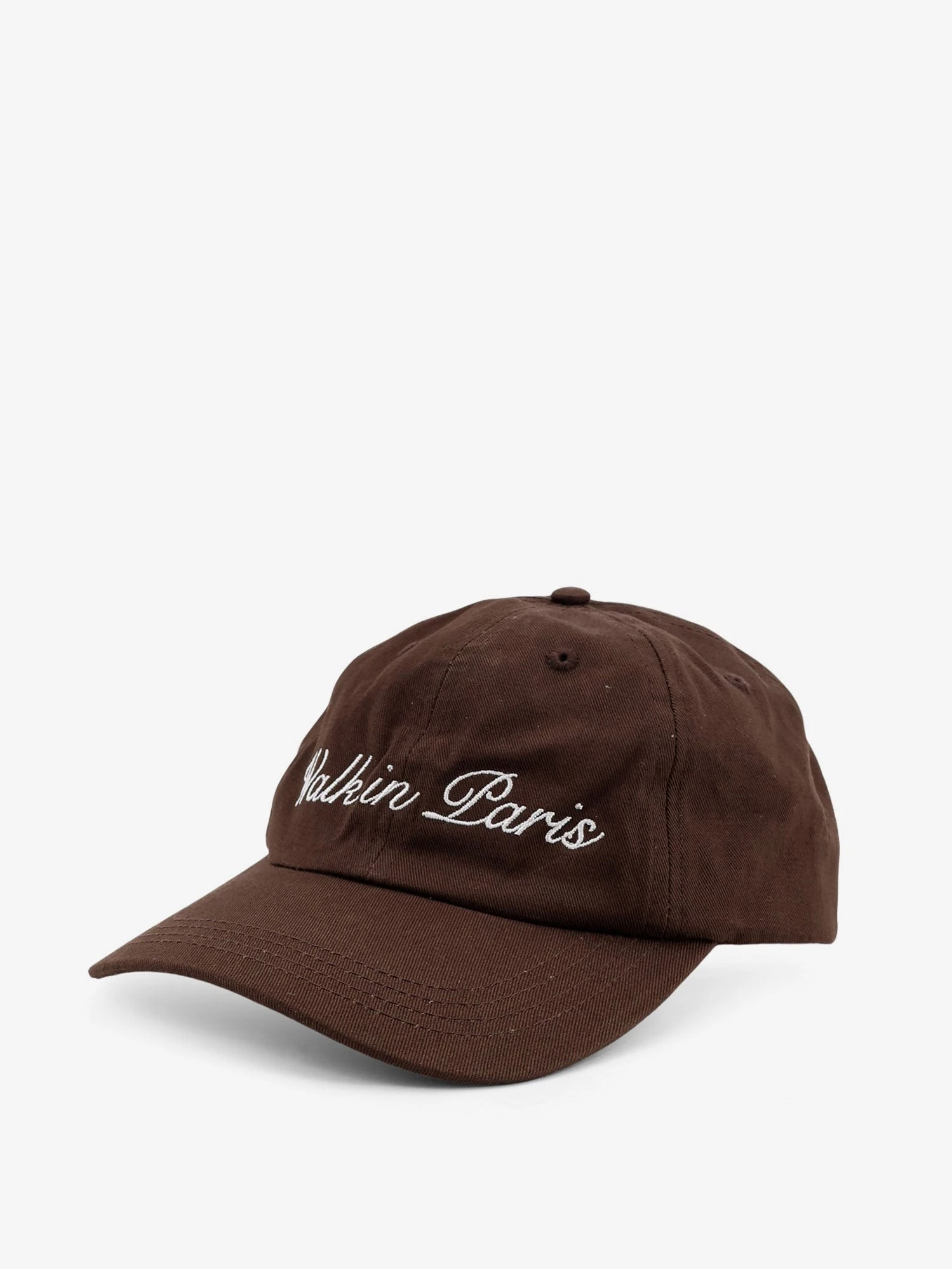 Denim hat with embroidery on the front.webp