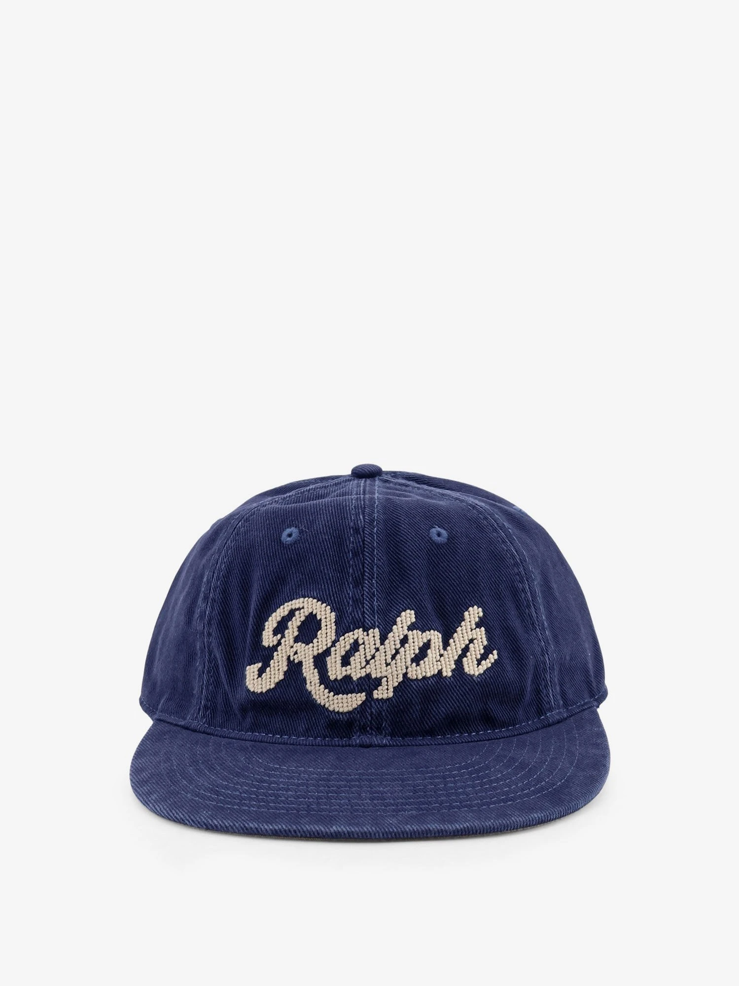 Denim hat with logo on the front.webp