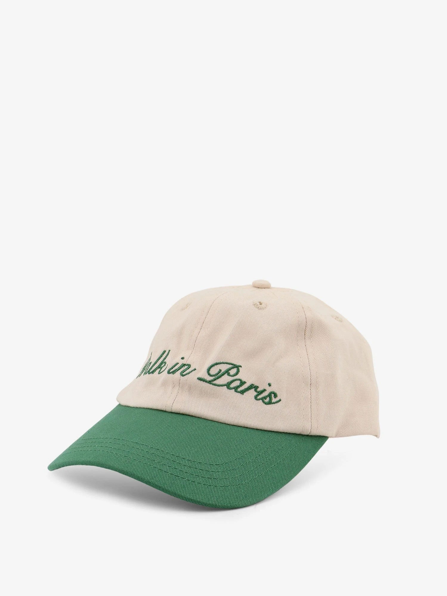 Denim hat with embroidery on the front.webp