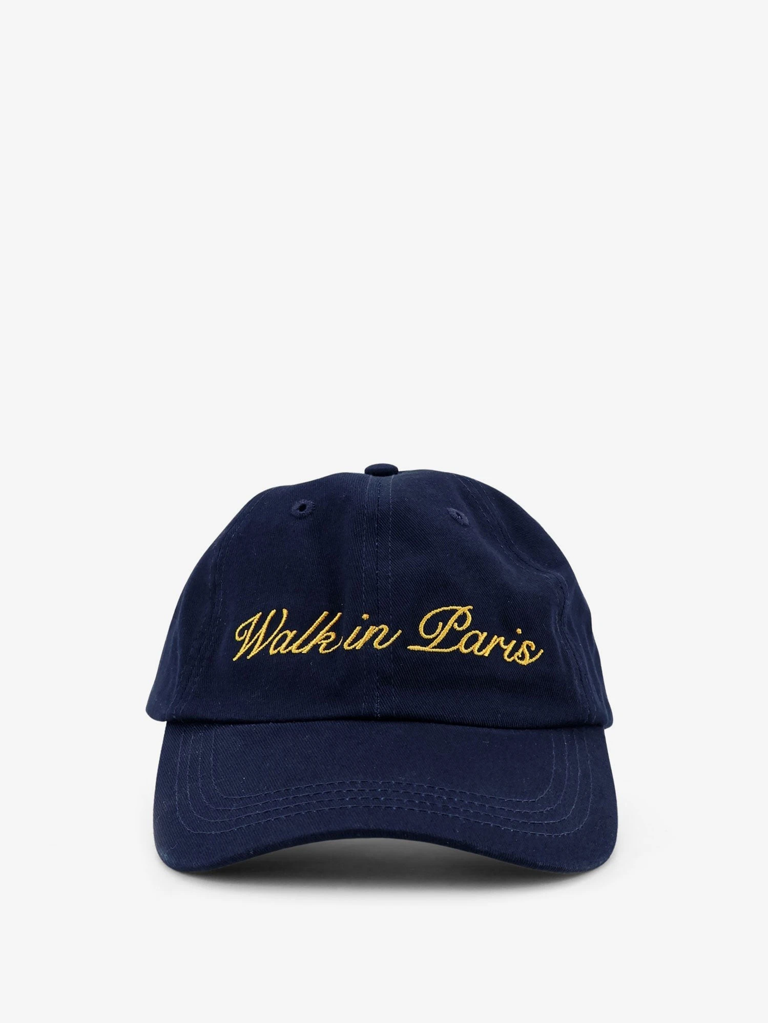 Denim hat with embroidery on the front.webp