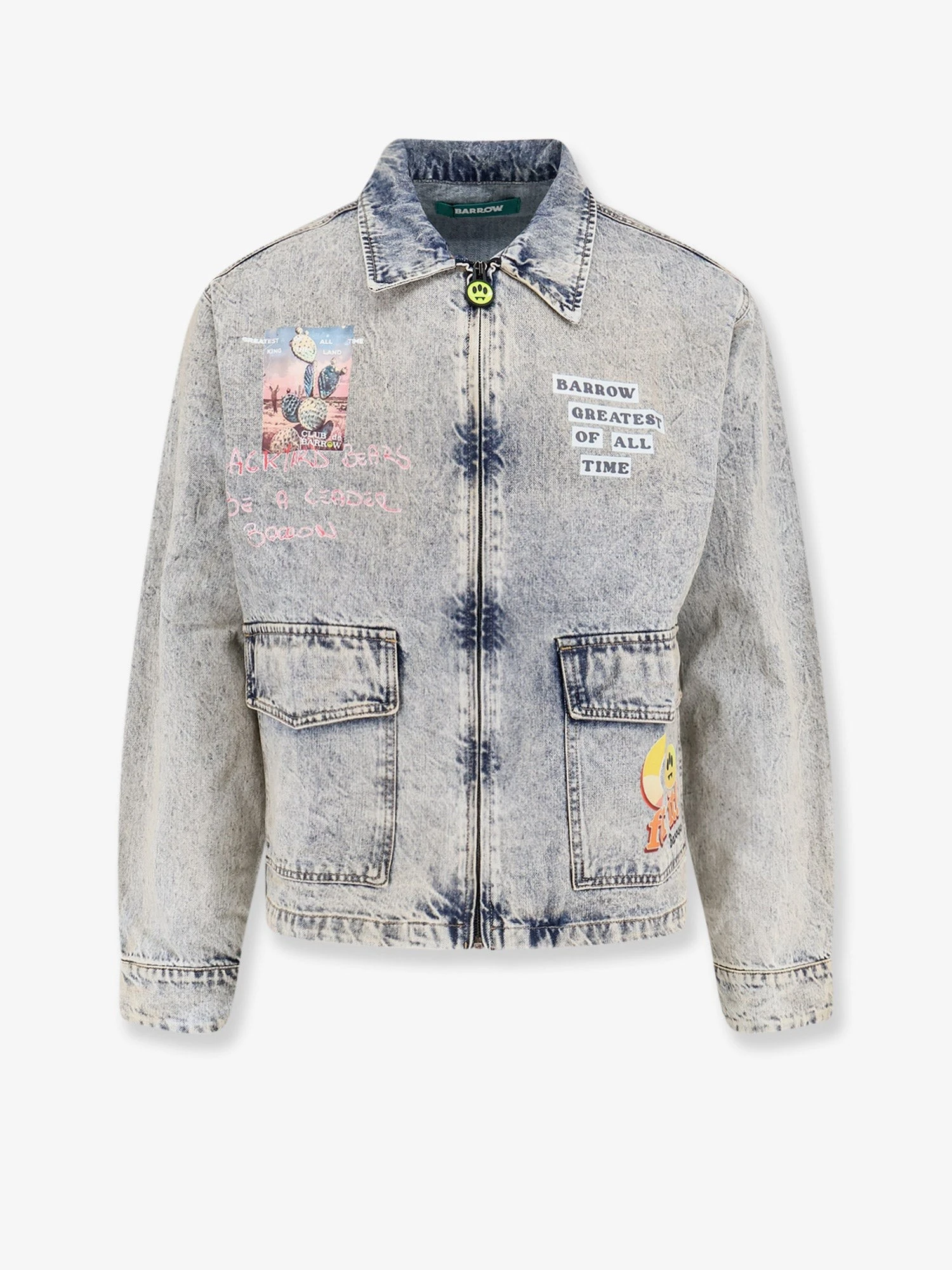 Denim jacket with front print.webp
